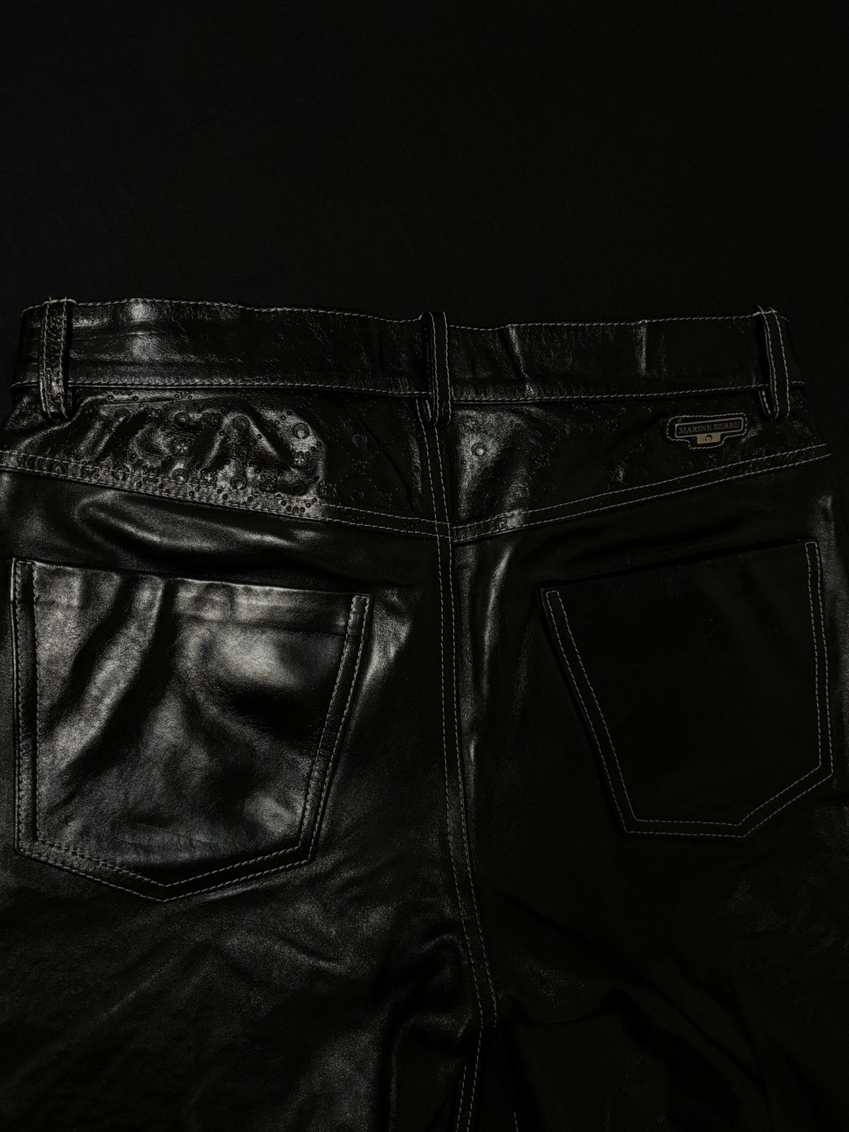 Marine Serre MARINE SERRE Black Embossed Leather Pants Size US 32 / EU 48 - 16 Thumbnail