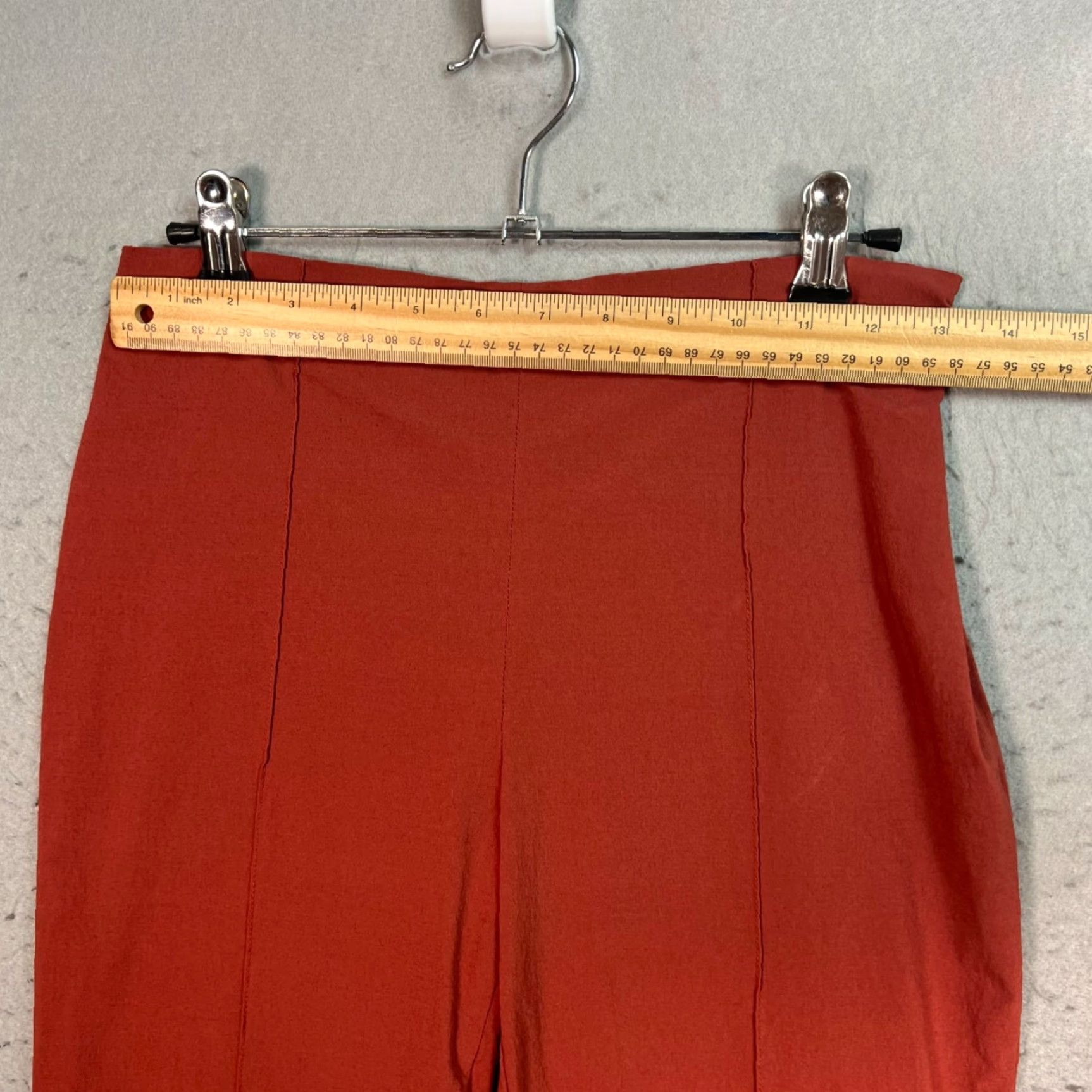 Vintage VINTAGE Pier Antonio Gaspari Red High-Waist Flared Pants Womens Size 42 Ankle Inseam 33 Nylon Viscose Size 28" / US 6 / IT 42 - 6 Thumbnail