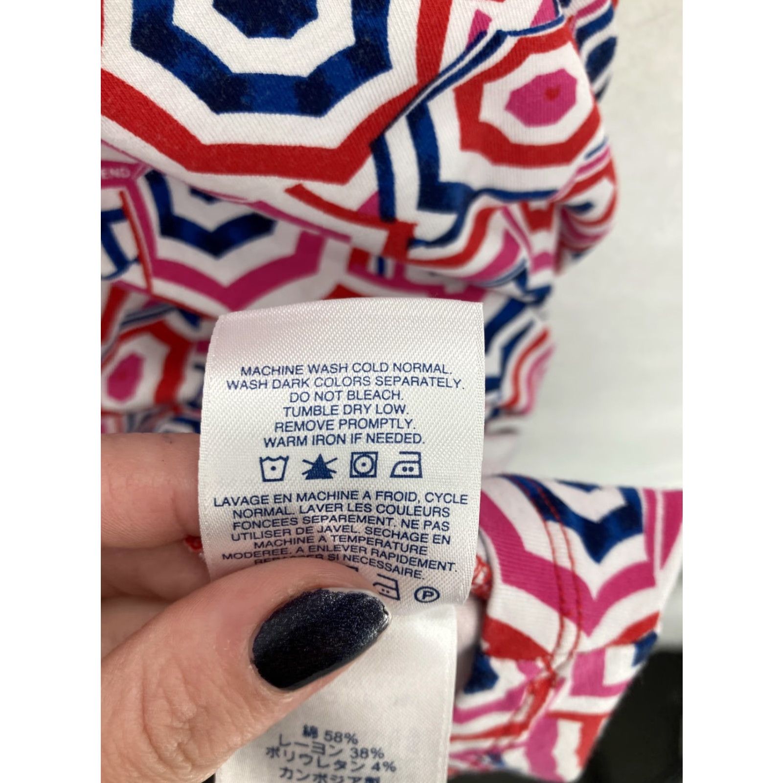 Lands' End Lands' End Dress Womens 2X 20W-22W Red Blue Geometric Print A-Line Stretch Dress Size XXL / US 16-18 / IT 52-54 - 4 Thumbnail