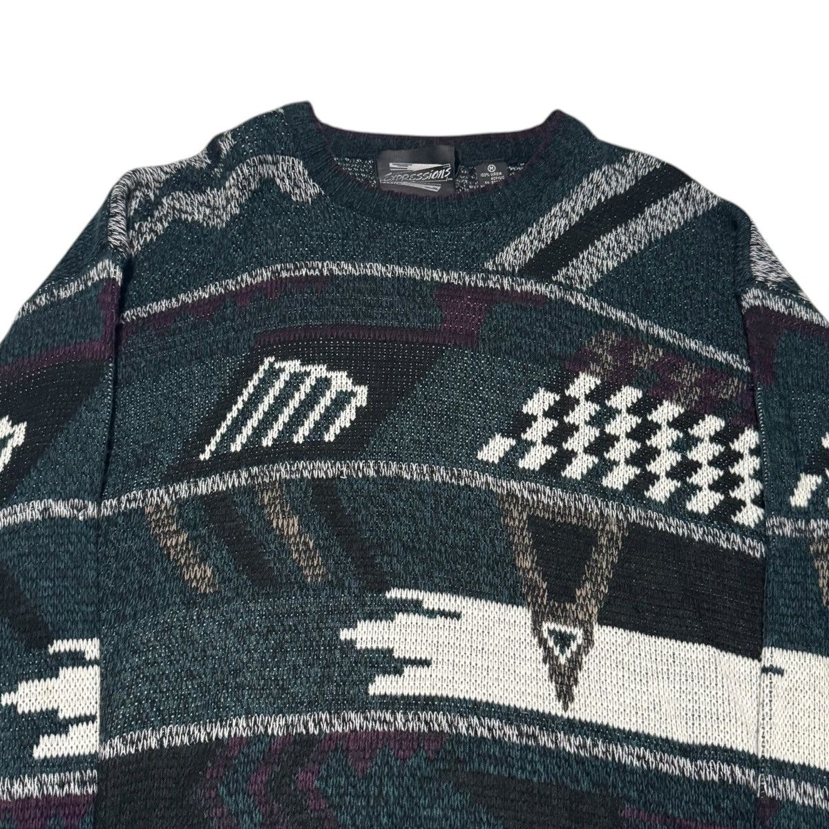 Vintage Vintage Expressions Patterned Crewneck Sweater Men's Medium Size US M / EU 48-50 / 2 - 2 Thumbnail