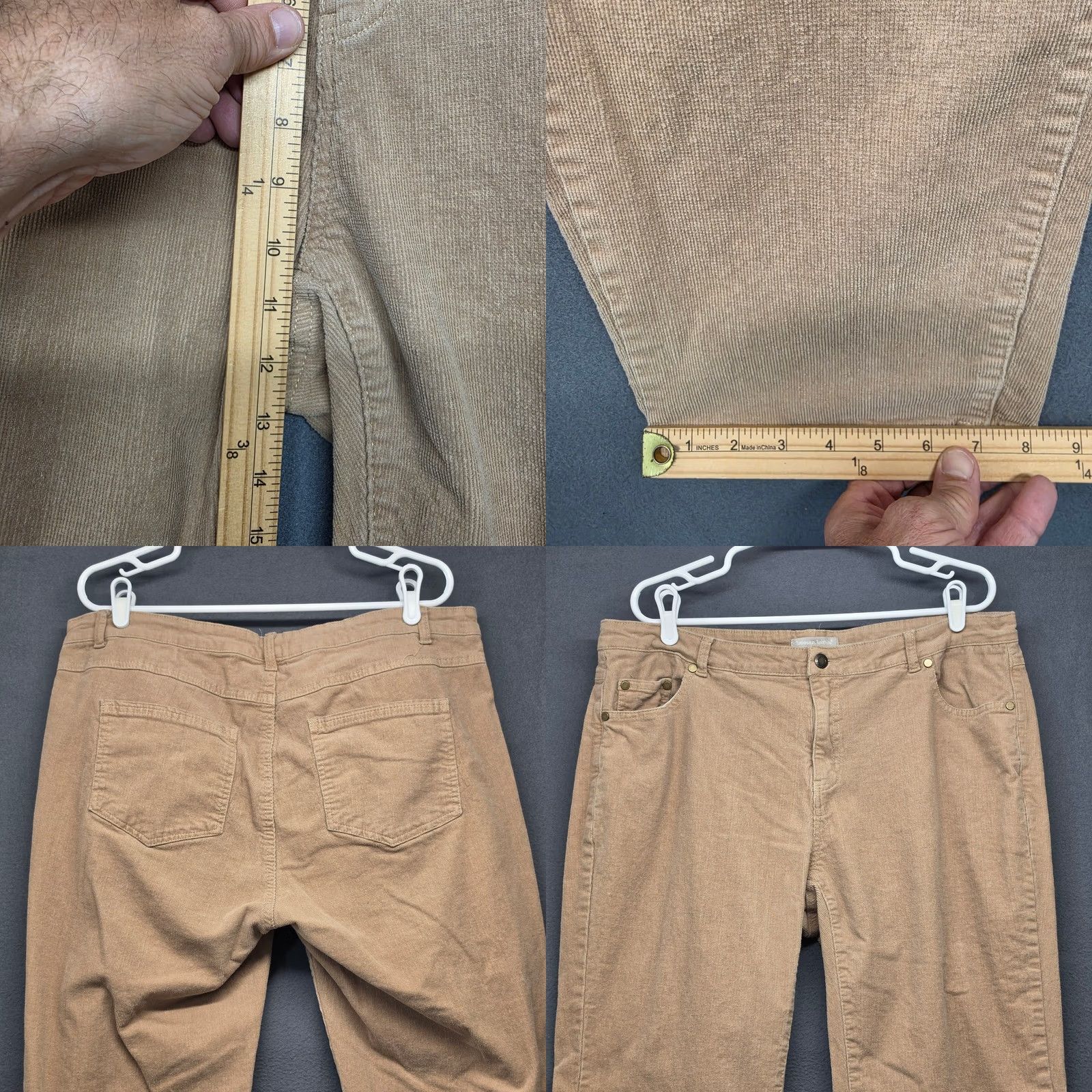 Vintage Woman Within Pants Womens 20W Beige Fine Wale Corduroy Straight Leg Stretch Size 42" / US 20 - 8 Thumbnail