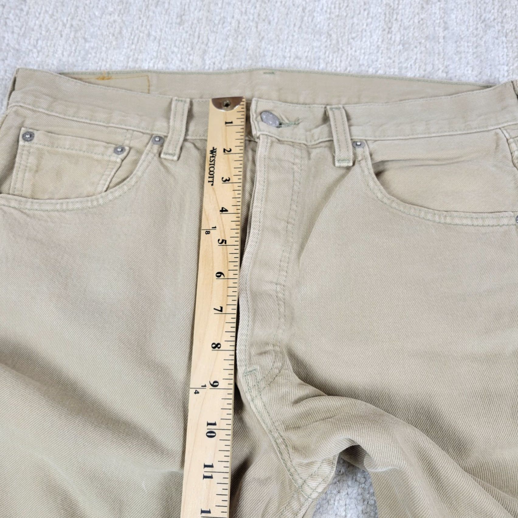 Levi's VINTAGE Levi's 501 Jeans Mens 34X34 Beige Blue Distressed 90s USA Straight Button Fly Regular 5-Pocket Denim Cotton Cotton Jeans Mens Levi's 501 Size US 34 / EU 50 - 7 Thumbnail