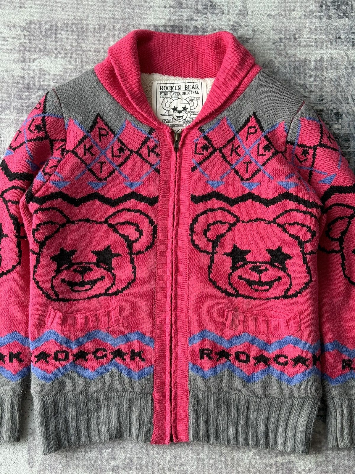 Japanese Brand Vintage Rockin Bear Knit Zipper Jacket / Hysteric Size US XS / EU 42 / 0 - 2 Thumbnail