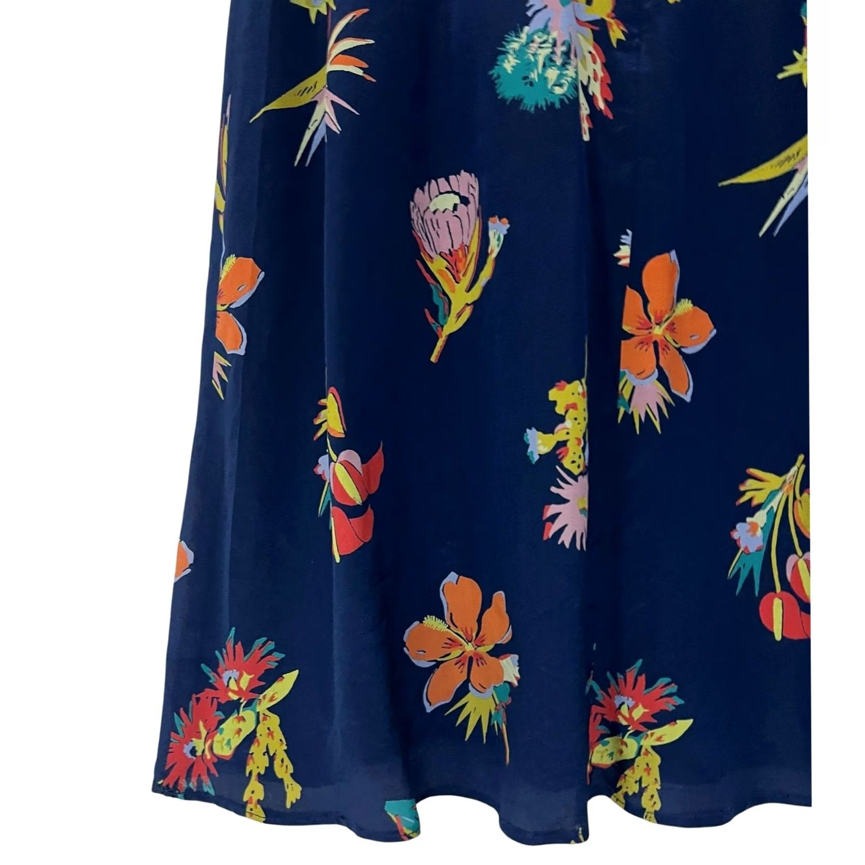 Madewell Madewell Silk Atrium Skirt Bird of Paradise Floral Dark Blue Size 6 Size 28" / US 6 / IT 42 - 2 Thumbnail