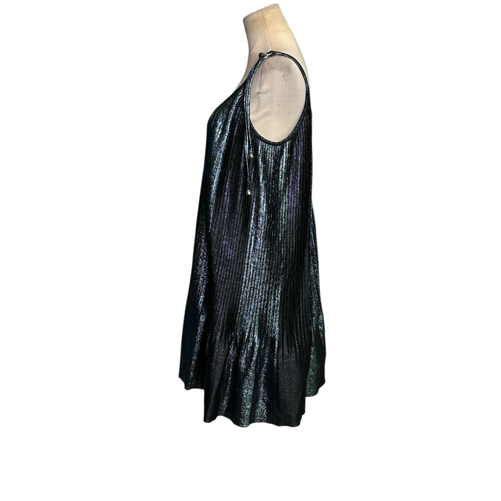 Adam Selman Adam Selman metallic pleated slip mini dress size Small Size S / US 4 / IT 40 - 9 Thumbnail