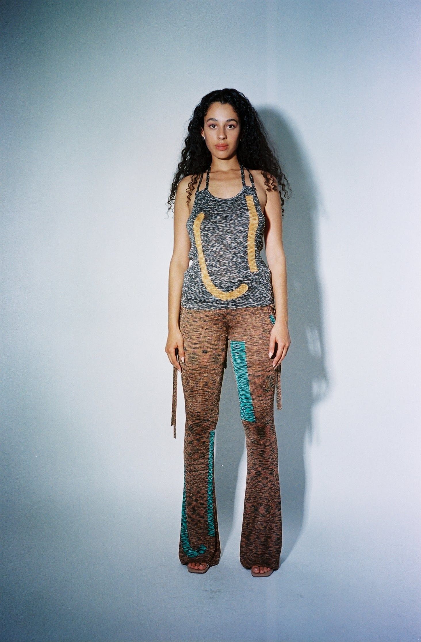 Eckhaus Latta Eckhaus Latta Glitch Knit Brown & Green Pattern Flare Pants Size 28" / US 6 / IT 42 - 3 Thumbnail