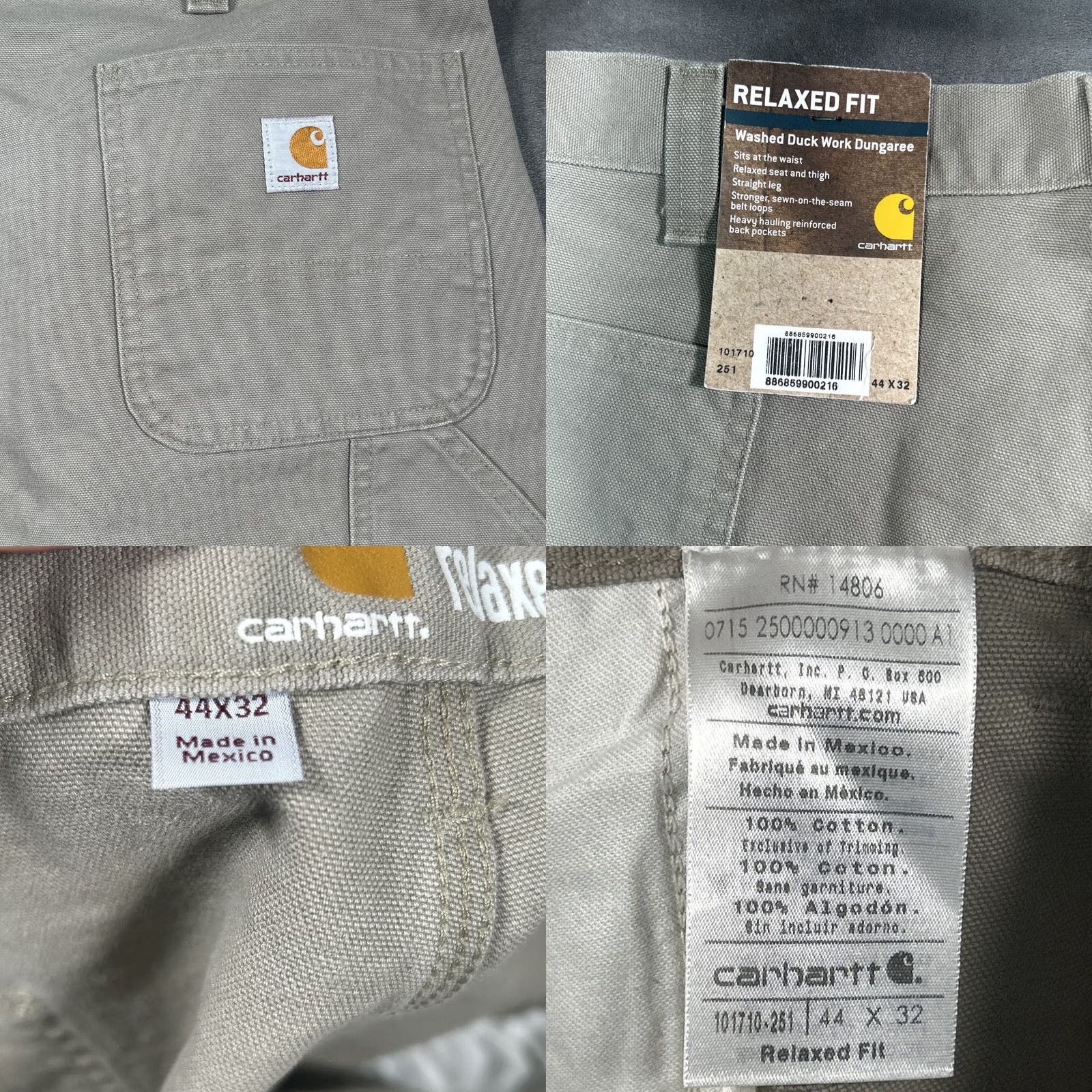 Carhartt Carhartt Mens 44x32 Relaxed Fit Washed Duck Work Dungaree Tan Canvas Pants Size US 44 / EU 60 - 8 Thumbnail