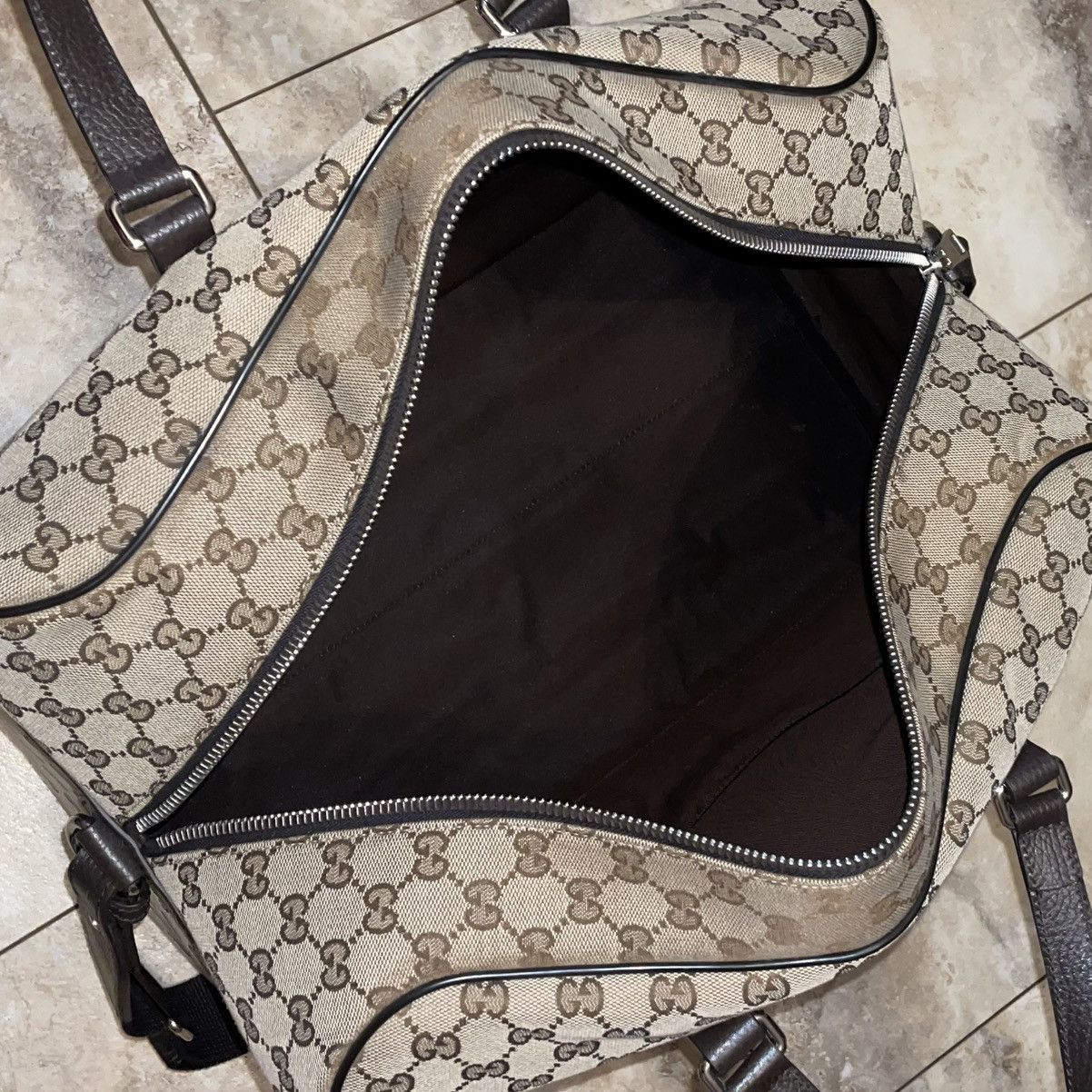 Gucci Gucci Boston GG Canvas Duffle Bag Beige/Ebony Size ONE SIZE - 9 Thumbnail