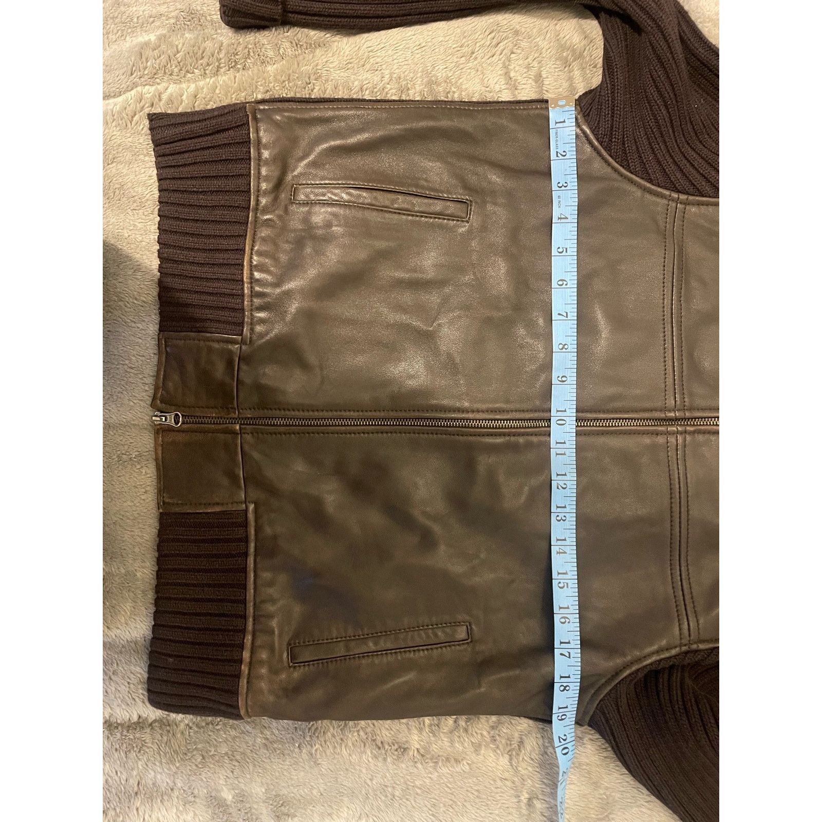 Michael Kors Michael Kors - Leather Front Ribbed Jacket / size L / Brown Size L / US 10 / IT 46 - 3 Thumbnail