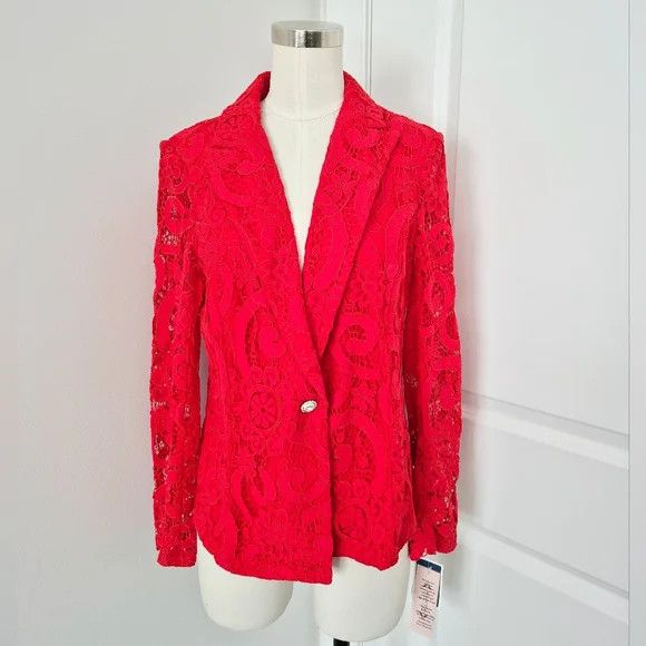 Nanette Lepore Lace Blazer Feminine Gift Holiday Party Travel Valentine Size M / US 6-8 / IT 42-44 - 3 Thumbnail
