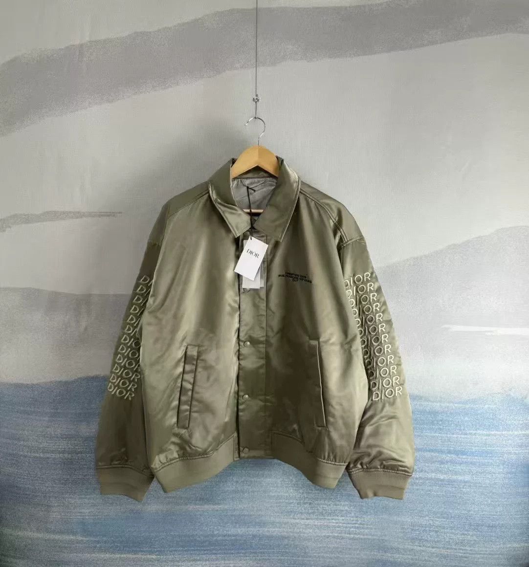 Dior Dior Olive Green Embroidered Collared Silk Jacket Size US L / EU 52-54 / 3 - 1 Thumbnail