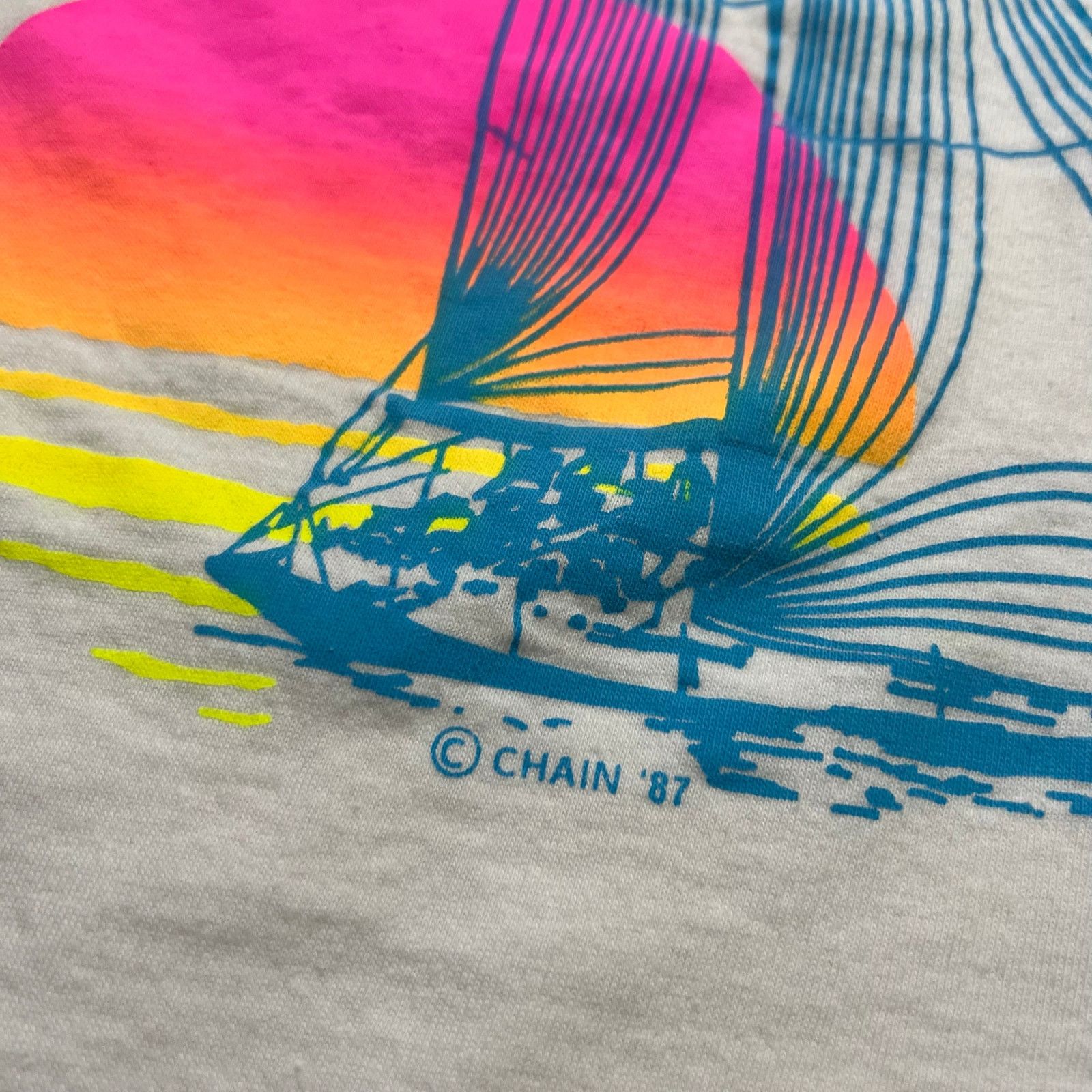 Vintage vintage 90s t-shirt sailboat and sunset Beach" Men Sz M Size US M / EU 48-50 / 2 - 4 Thumbnail