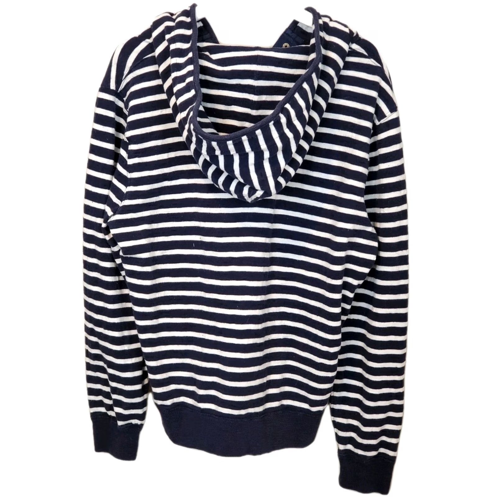 J.Crew J.CREW Navy & White Striped Nautical Style Pullover Hoodie Sweatshirt Sweater Men's Size L Size US L / EU 52-54 / 3 - 3 Thumbnail