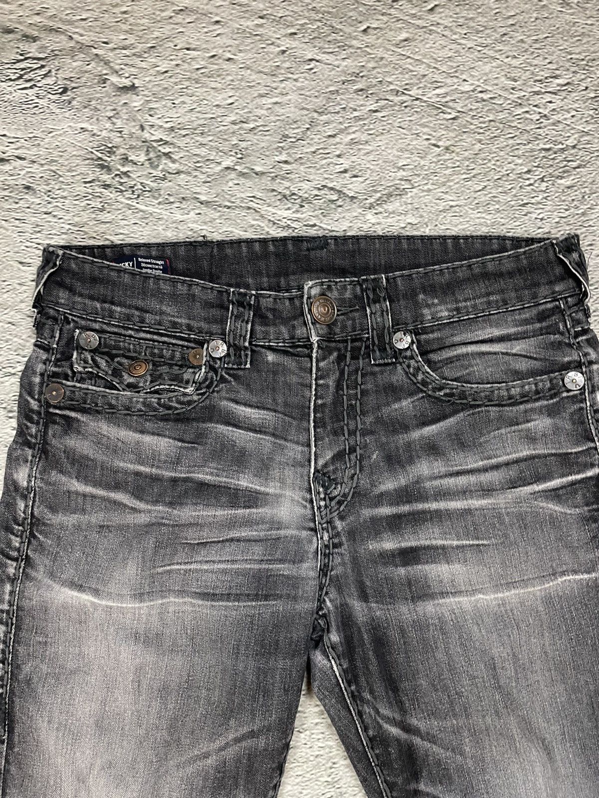 True Religion True Religion black dark grey jeans thick stitching Ricky Size US 34 / EU 50 - 3 Thumbnail