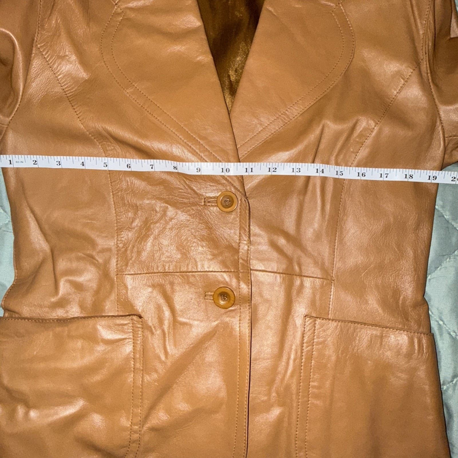 & Other Stories OLLY London Women Real Leather Tan Blazer Jacket Sz 10 Size L / US 10 / IT 46 - 5 Thumbnail