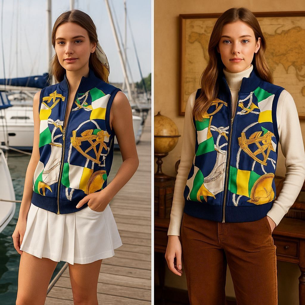 Ralph Lauren Ralph Lauren Silk Women Nautical Vest Navy P Old Money Size S / US 4 / IT 40 - 1 Thumbnail