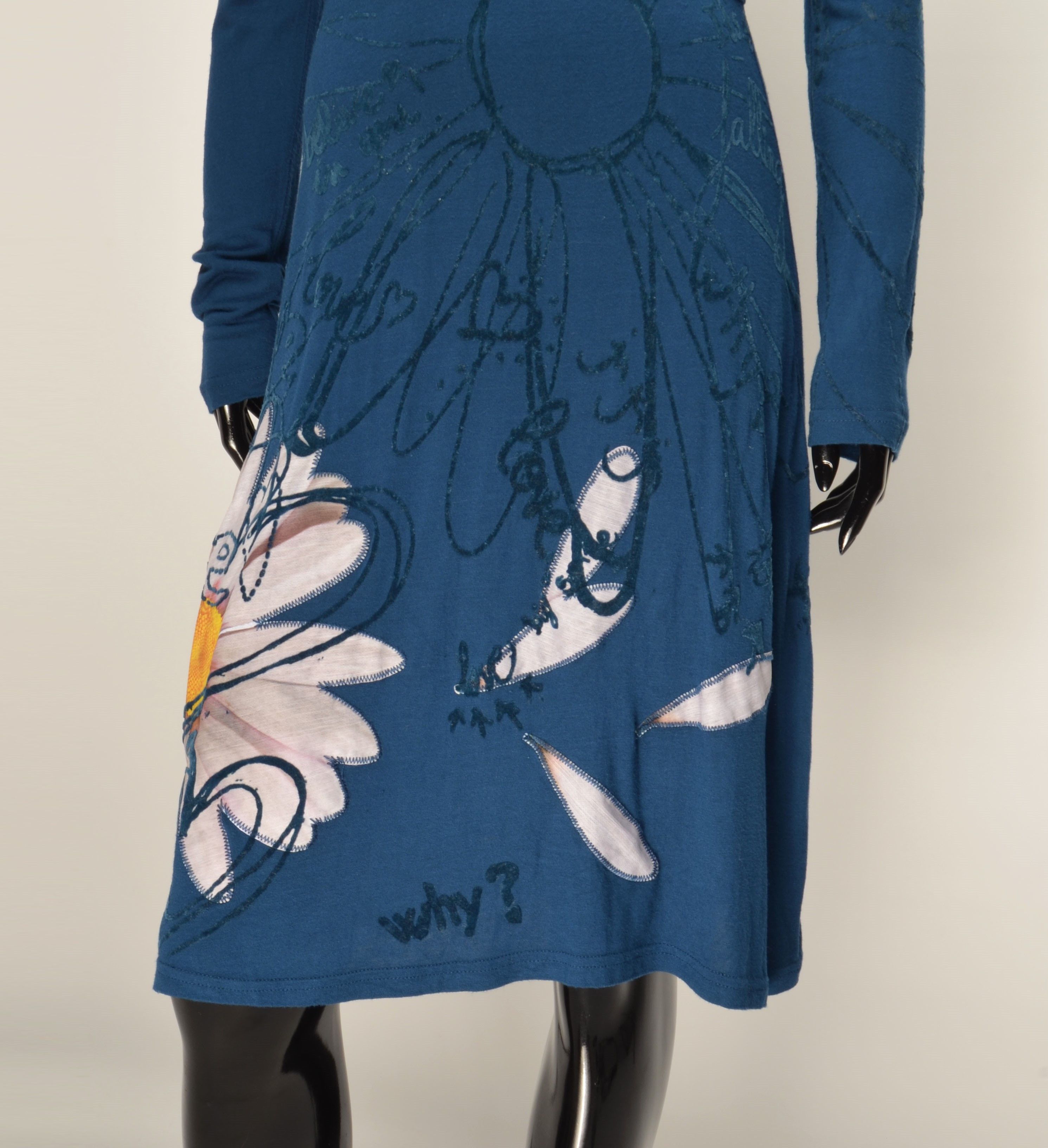 Desigual × Vintage Vintage Desigual Y2K Boho Long Sleeve Floral Dress Size M / US 6-8 / IT 42-44 - 3 Thumbnail