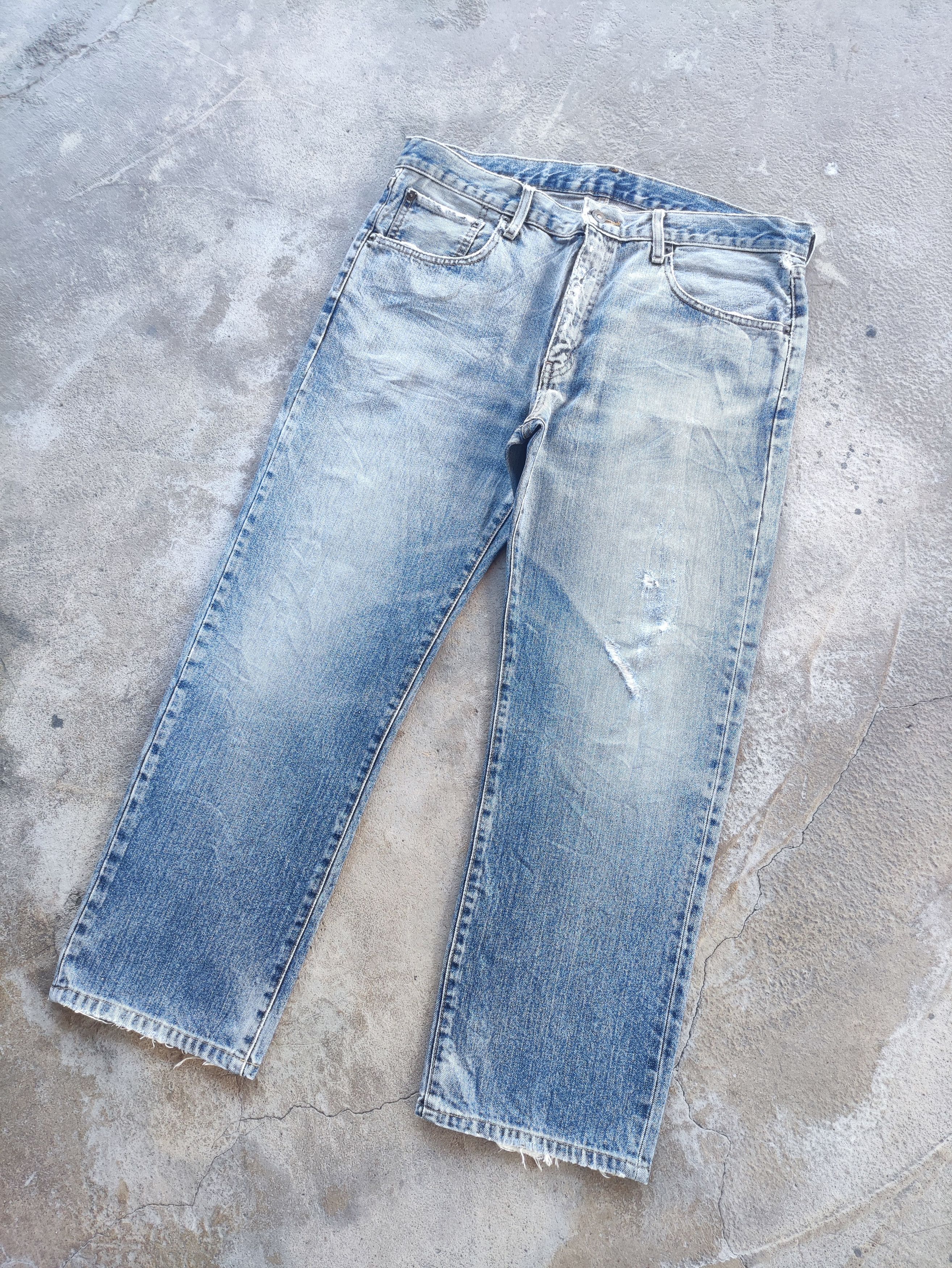 Japanese Brand Vintage Japanese Brand Baggy Denim Distressed Faded Pants Size US 37 - 2 Thumbnail