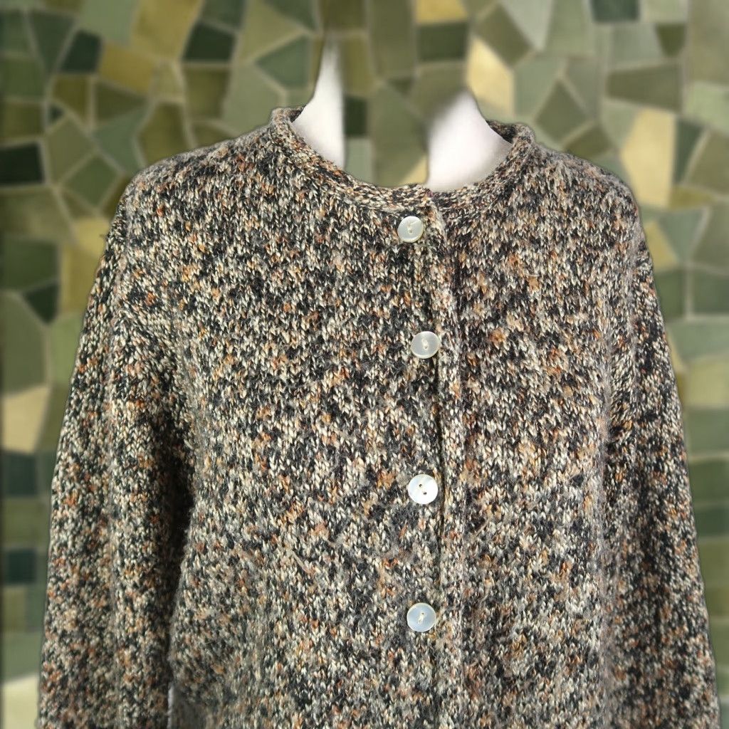 Vintage VINTAGE Christopher & Banks Cardigan Sweater Women 90s Black Brown Marled Knit Long Sleeve S Size S / US 4 / IT 40 - 1 Thumbnail