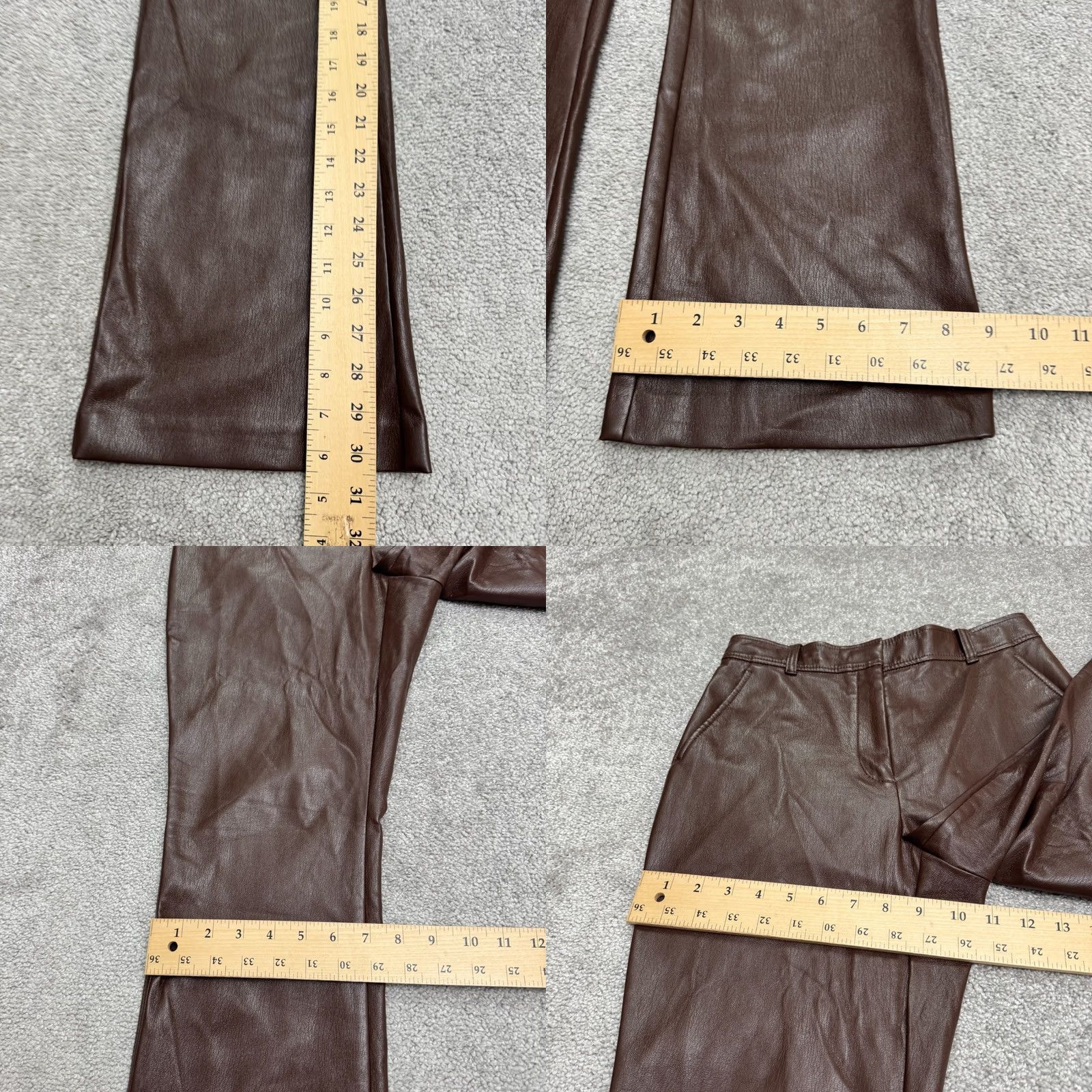 Aritzia Babaton Aritzia Vegan Leather High Rise Flared Pants Brown Trouser 4 Womens Size 27" / US 4 / IT 40 - 9 Thumbnail