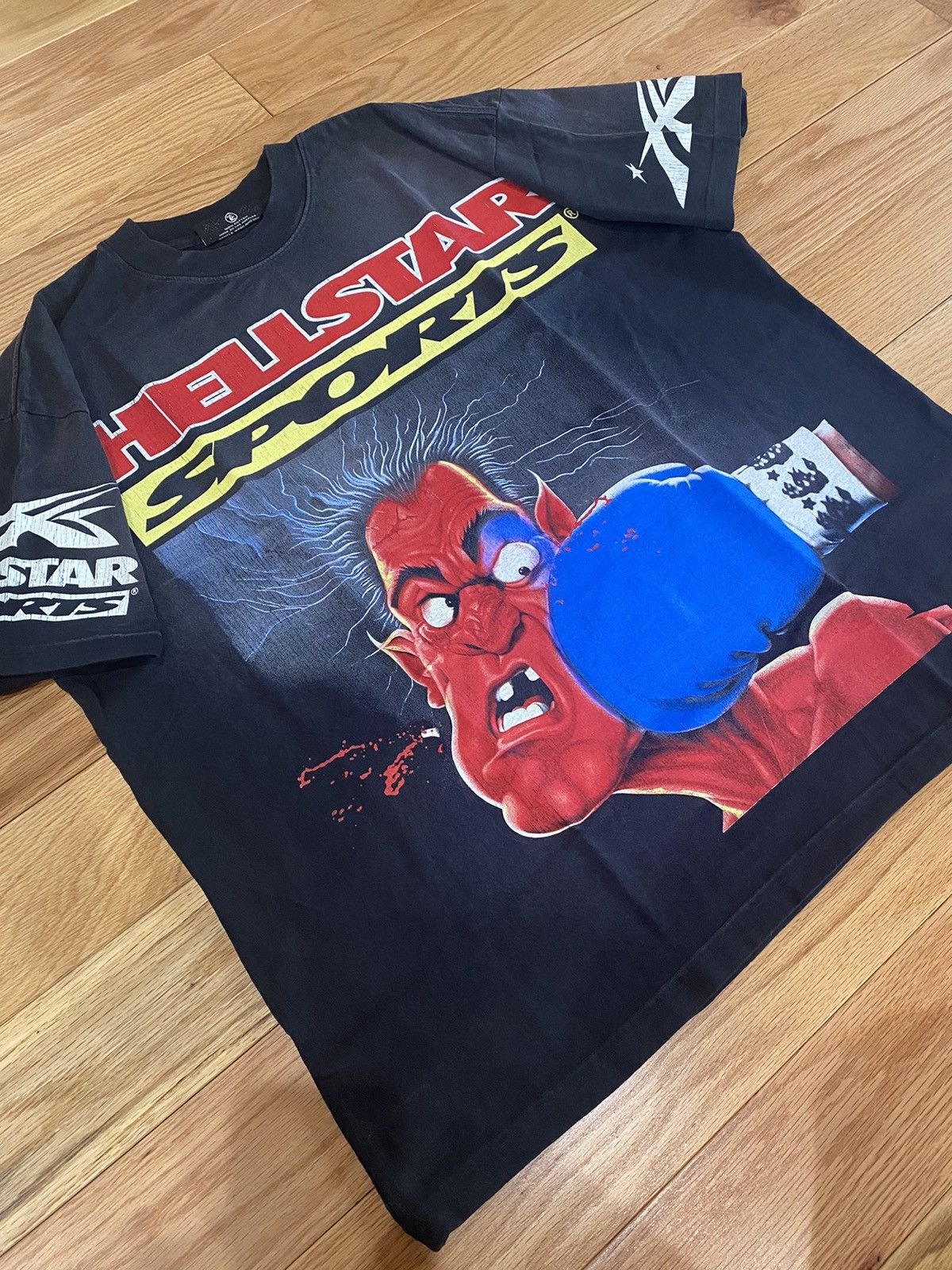 image of Hellstar “Knock Out” Tee in Black, Men's (Size XL)