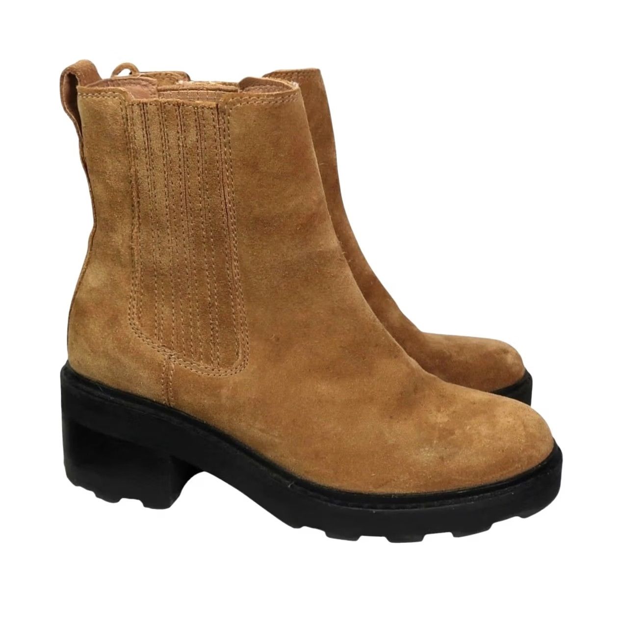 Madewell Madewell Gwenda Platform Ankle Boot Toffee Tan Suede Leather Bootie Womens Size 6 Tan Mid Heel Casual Fall Winter Spring 2" Chelsea Style Size US 6 / IT 36 - 2 Thumbnail