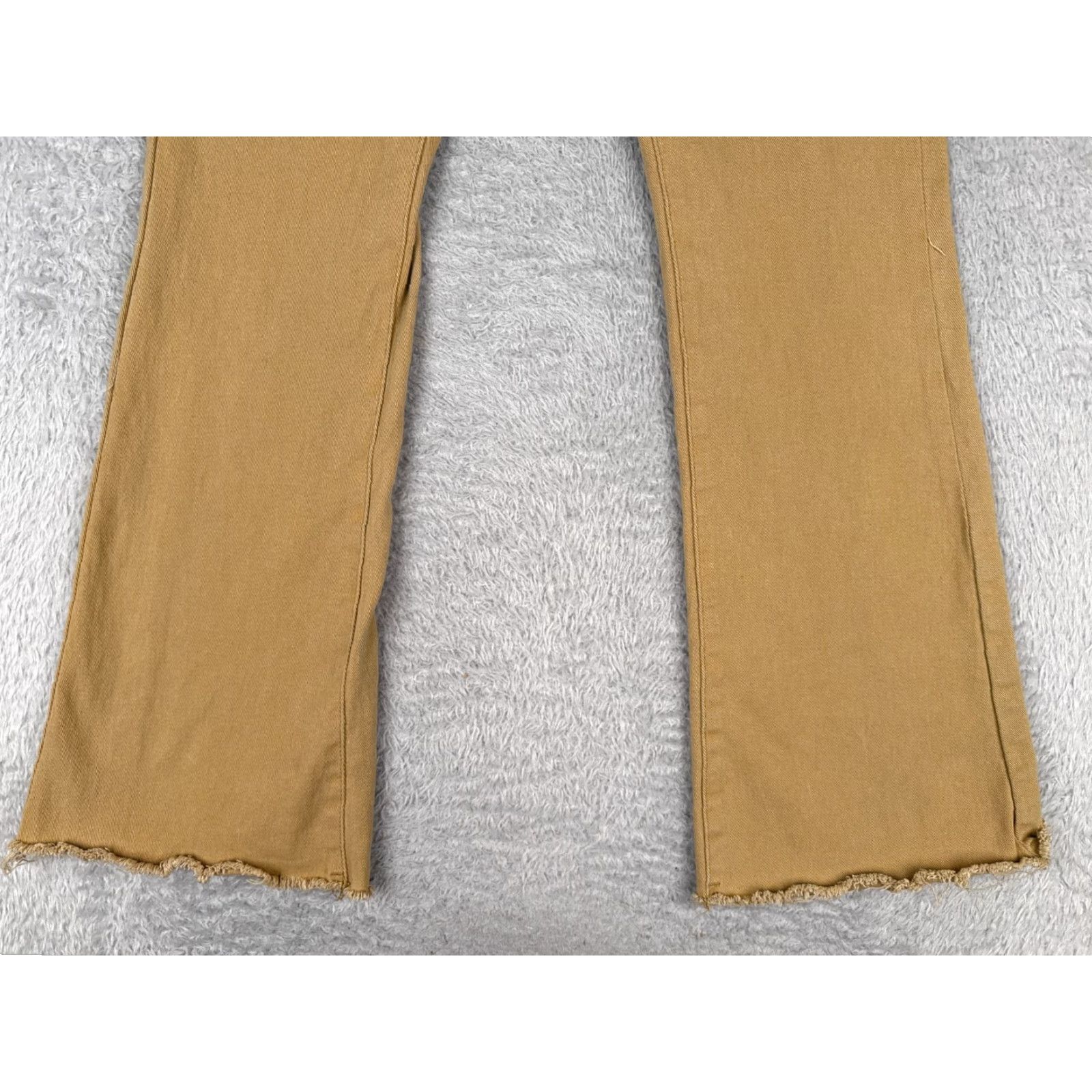 Lands' End VINTAGE Jeans Womens 25 Beige Butterscotch Flared High Rise Cotton Blend Raw Hem 25x28 Lands' End Denim 5-Pocket Womens Jeans Size 42" / US 20 - 2 Thumbnail