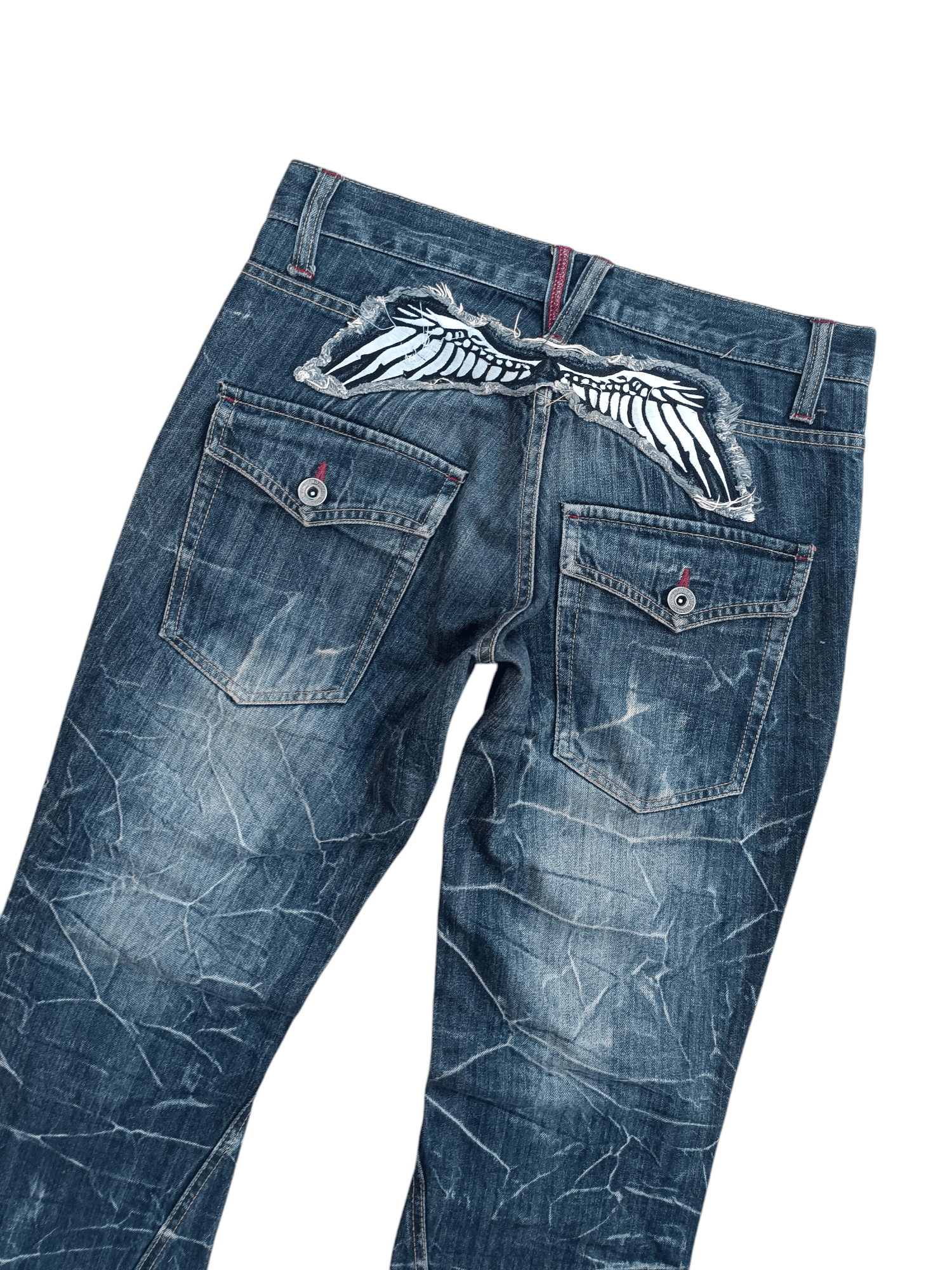 Japanese Brand 🔥 FLARED Nylaus Whiskers Embroidered Angel Style Size US 30 / EU 46 - 4 Thumbnail