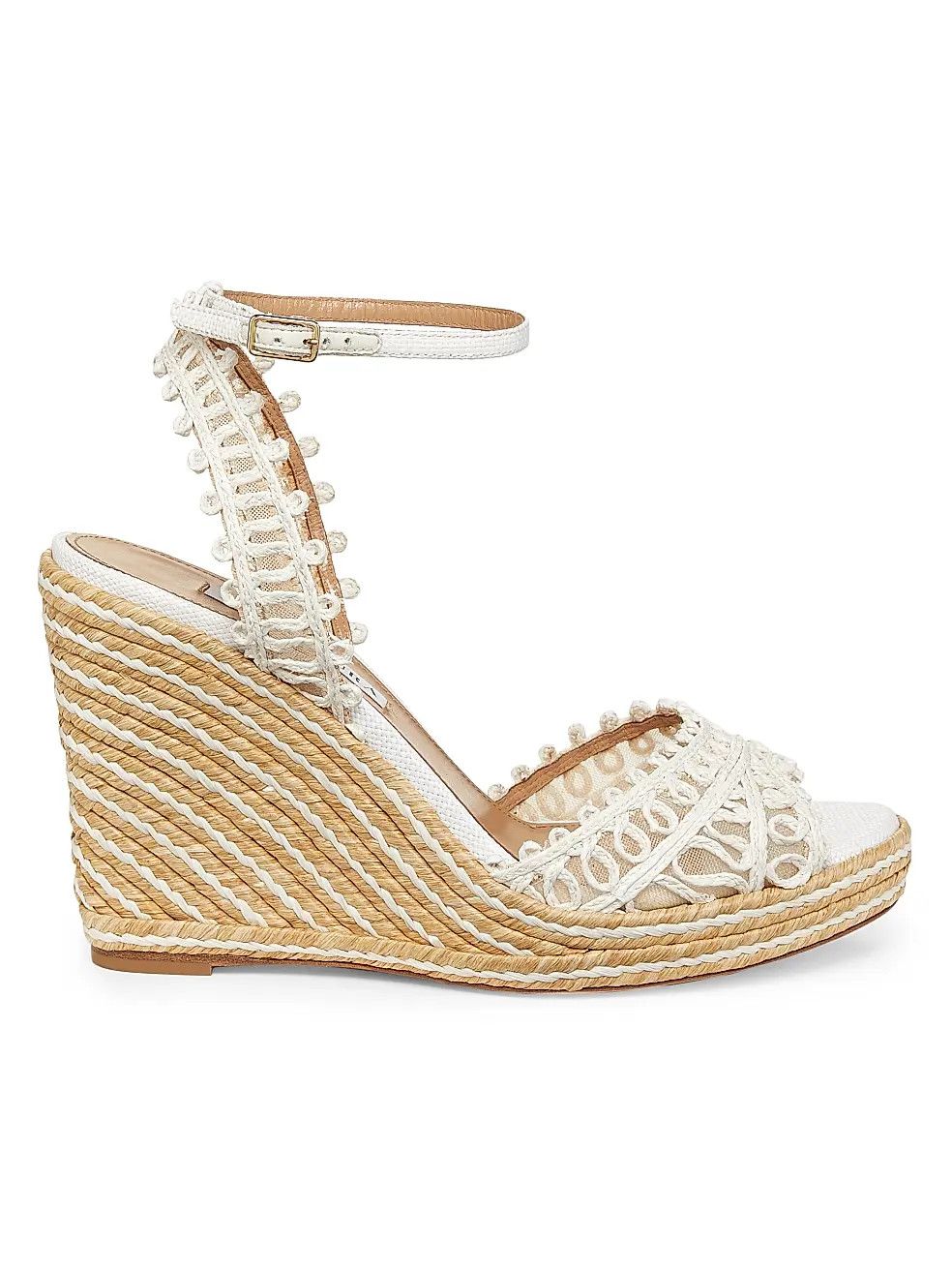 Aquazzura os11x1225 Kahlo 105MM Embroidered Espadrille Wedges in White Size US 7 / IT 37 - 1 Thumbnail