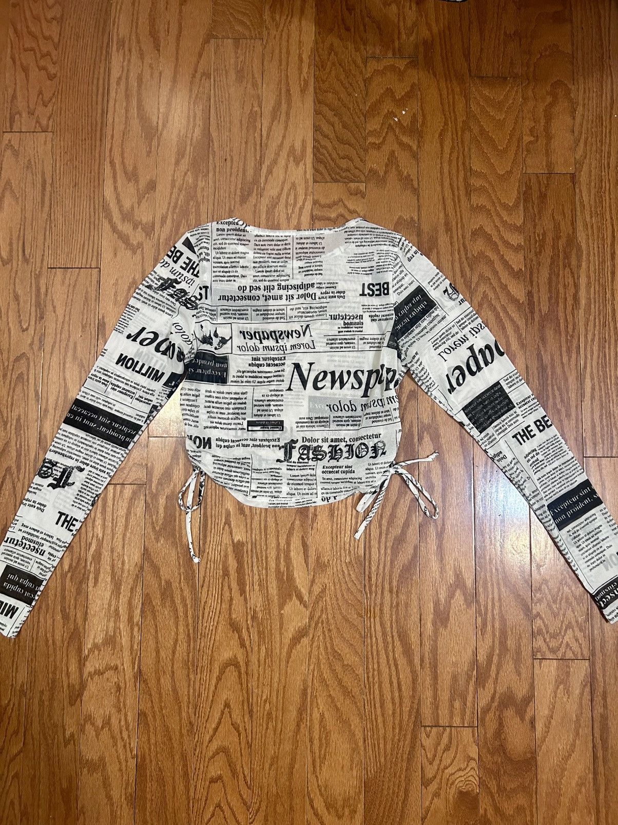 Other Newspaper Print Long Sleeve Top with Drawstrings Size S / US 4 / IT 40 - 5 Thumbnail