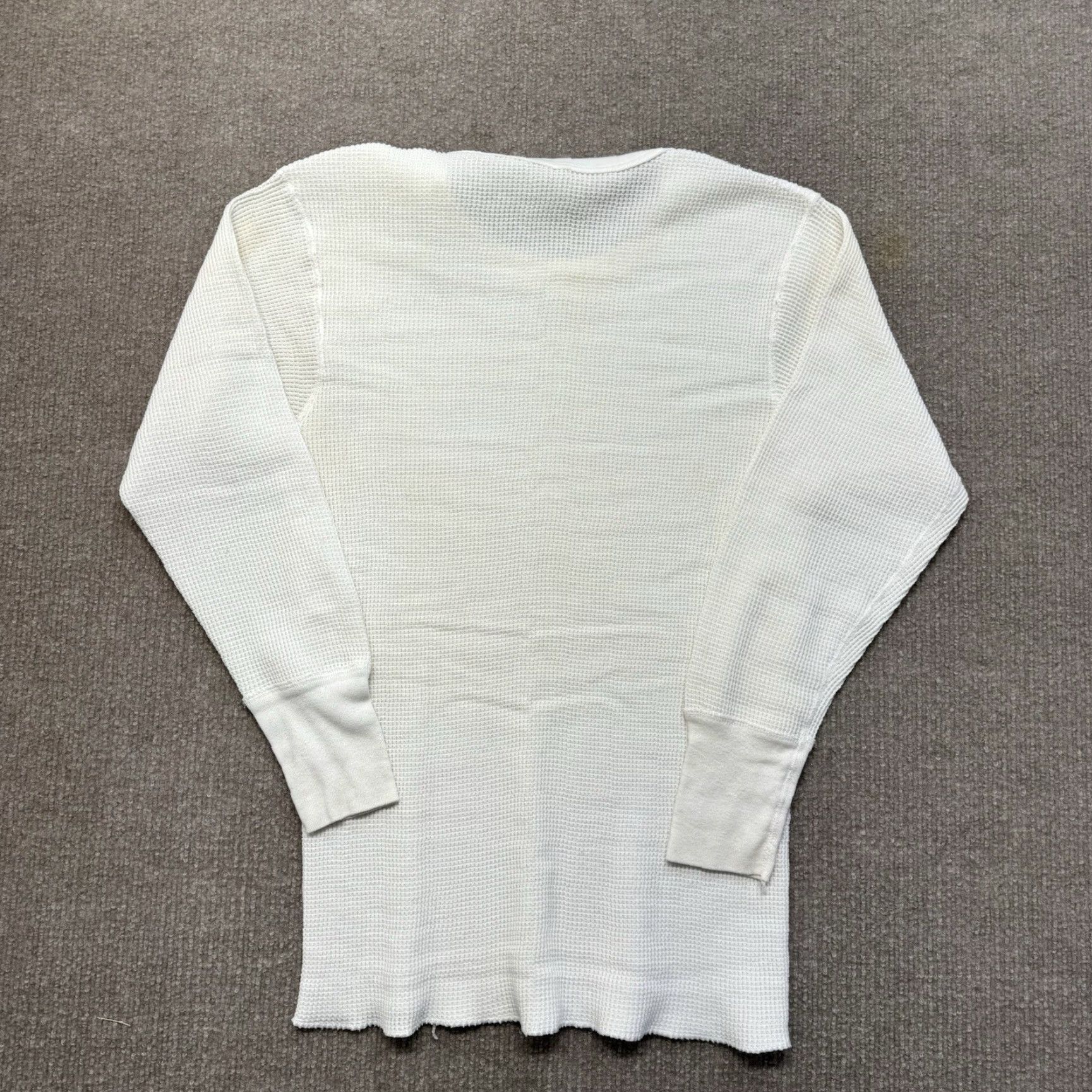 VINTAGE Working Johns Thermal Shirt M Ivory Cotton United States 