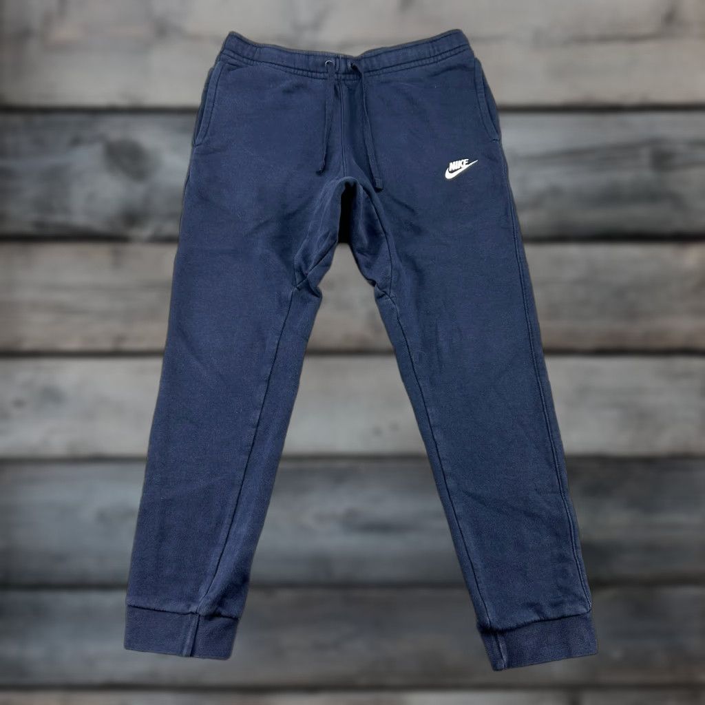 Nike Nike Pants Men Small Blue Jogger Club Fleece Swoosh Drawstring Solid Cotton Size US 29 - 1 Thumbnail