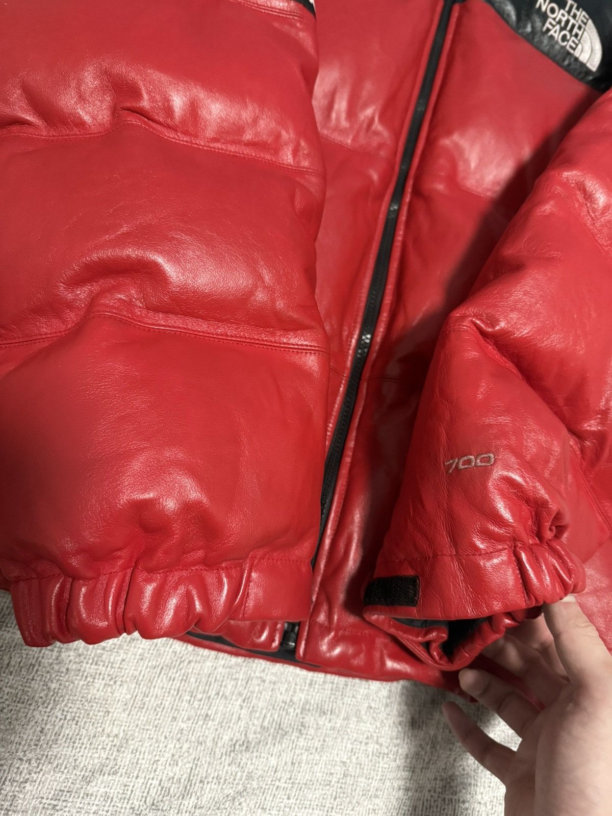 Supreme × The North Face Supreme tnf the north face leather nuptse jacket red Size US XL / EU 56 / 4 - 5 Thumbnail