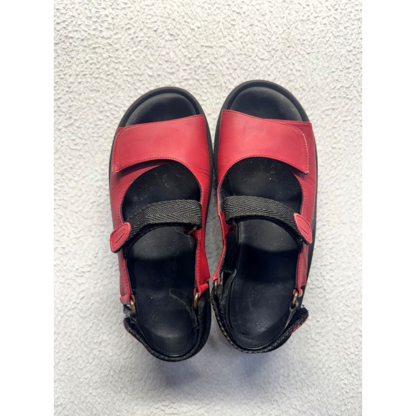 Vintage Wolky Sandal Women Platform Red & Black Leather Adjustable Strap Size 38 9006 Size US 8 / IT 38 - 4 Thumbnail