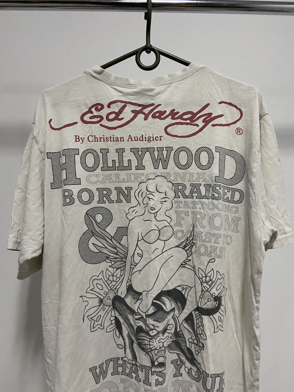 Ed Hardy × Vintage Ed Hardy t shirt girl rhinestones big print vintage tattoo Size US XL / EU 56 / 4 - 5 Thumbnail