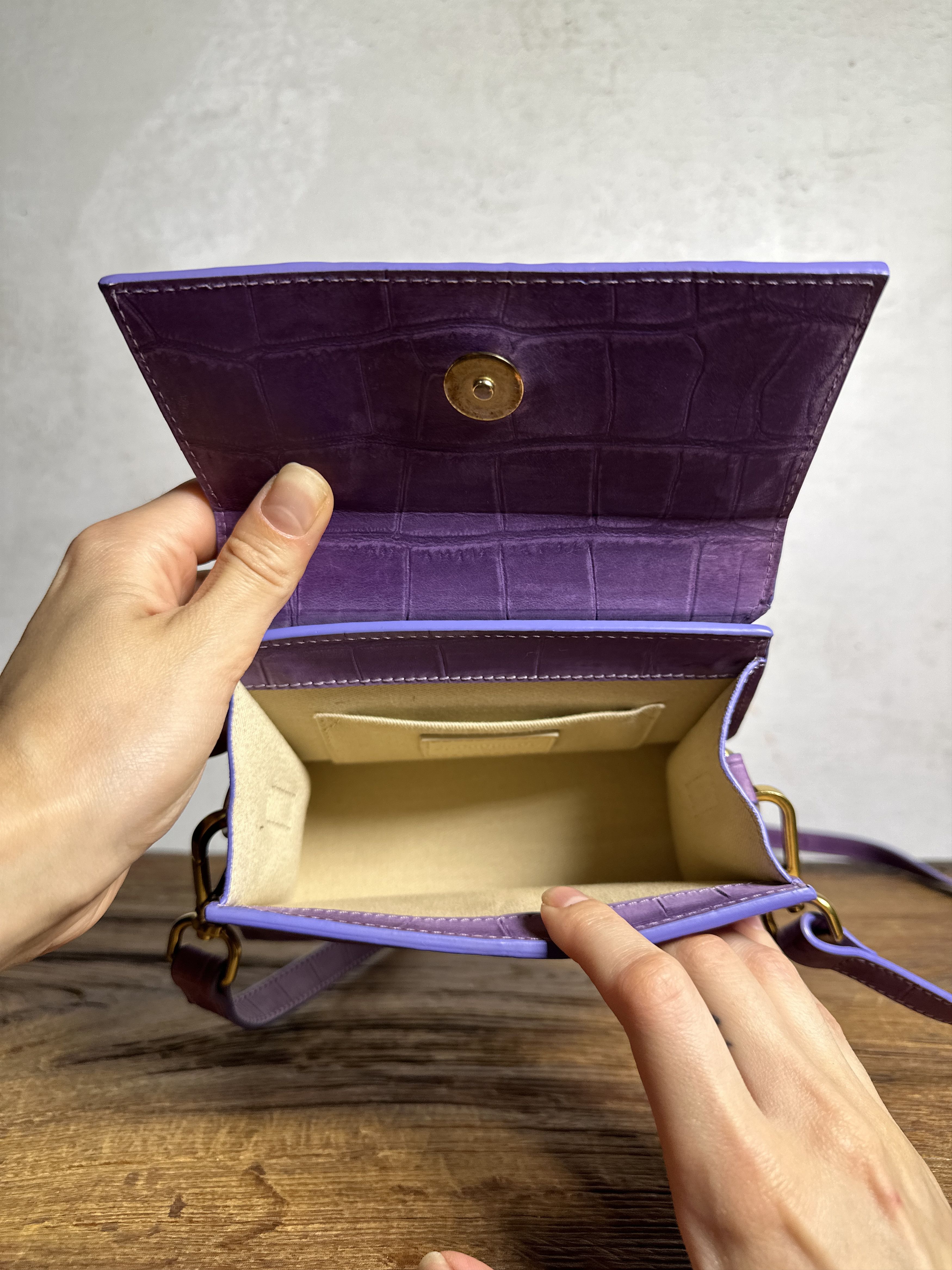 Jacquemus JACQUEMUS Le Chiquito Moyen Purple Croc Medium Bag Size ONE SIZE - 6 Thumbnail