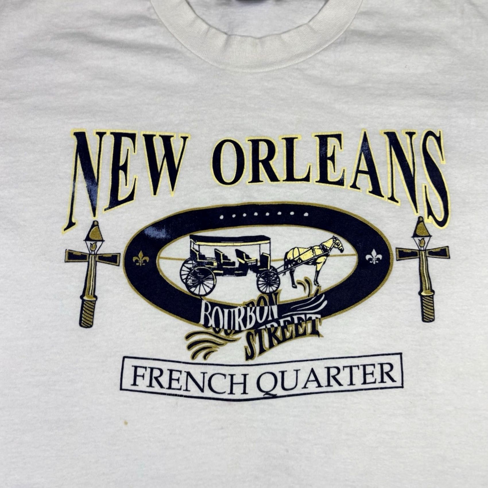 Hanes VINTAGE 90s New Orleans French Quarter Art T Shirt Adult Large White Cotton Hanes T-Shirt Crew Neck Graphic Print 90s Vintage Mens Size US L / EU 52-54 / 3 - 3 Thumbnail