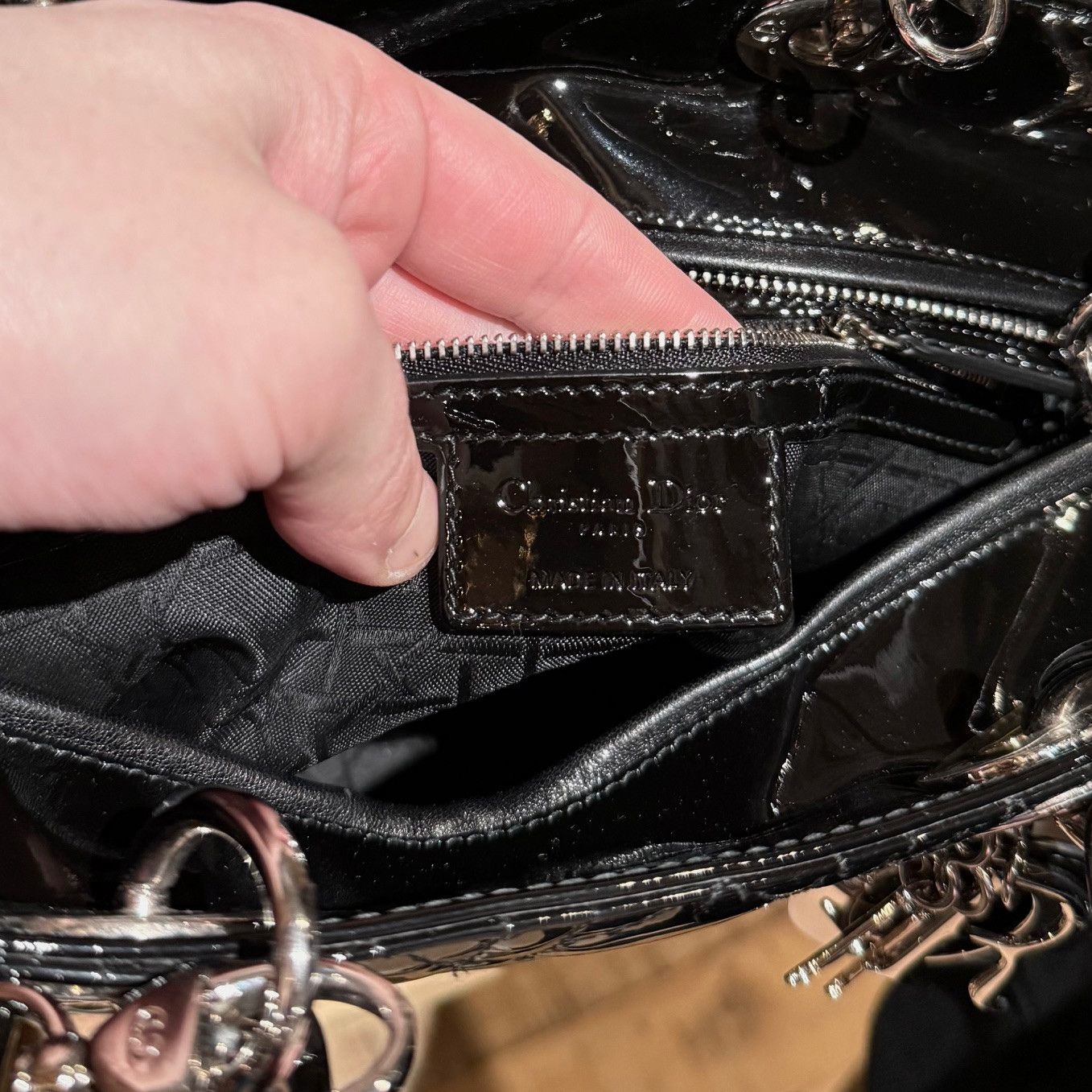Dior Dior Black Patent Cannage Large Lady Dior Bag Size ONE SIZE - 12 Thumbnail