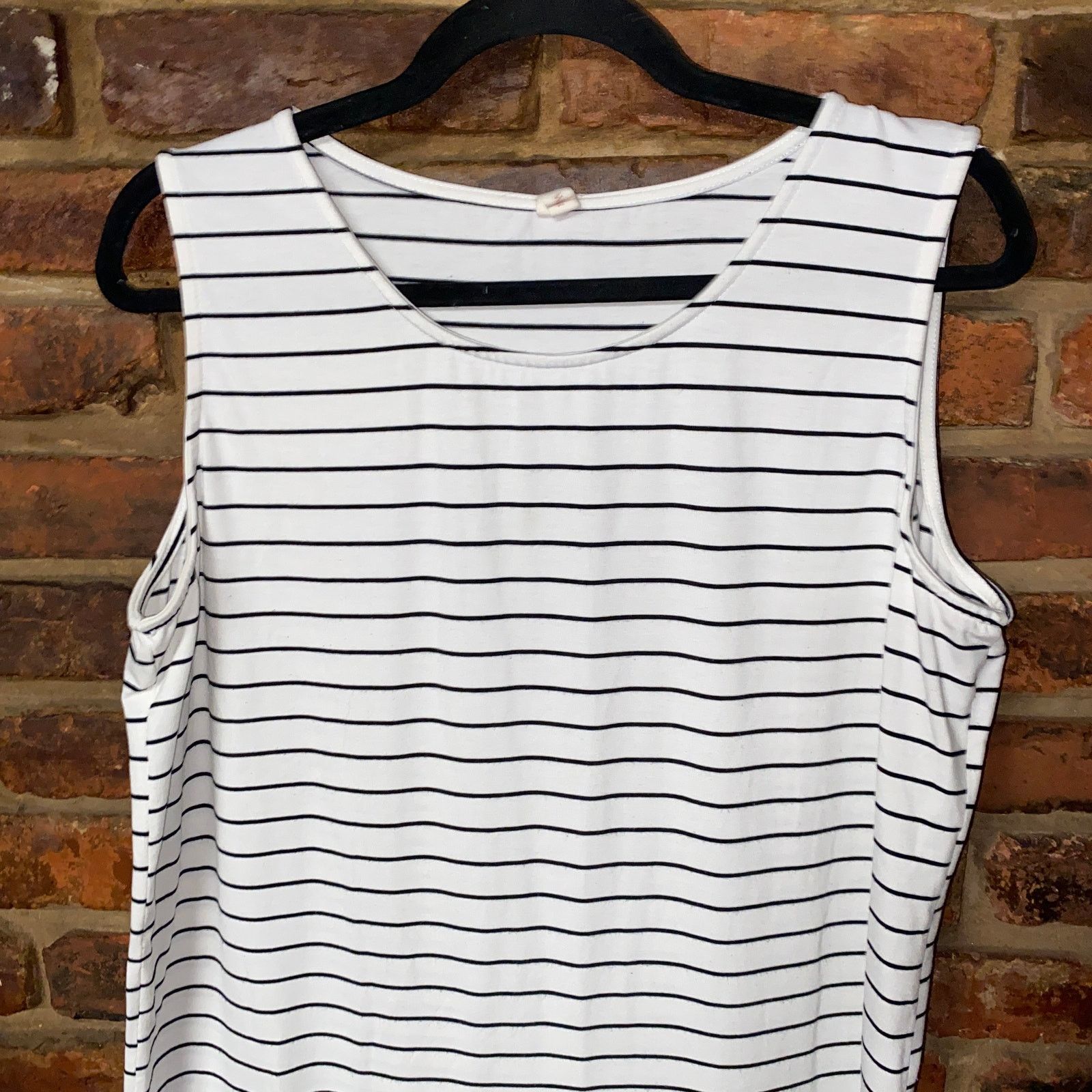 Other Wishlist White Black Stripe Sleeveless Mini Tank Dress Large Size L / US 10 / IT 46 - 2 Thumbnail