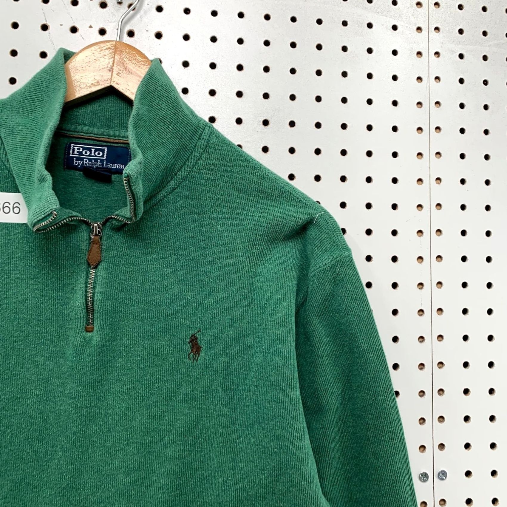 Polo Ralph Lauren Polo Ralph Lauren Sweater Mens M Green 1/4 Zip Leather Tab Full Zip Mock Neck Casual Knit Sweatshirt Size US M / EU 48-50 / 2 - 7 Thumbnail