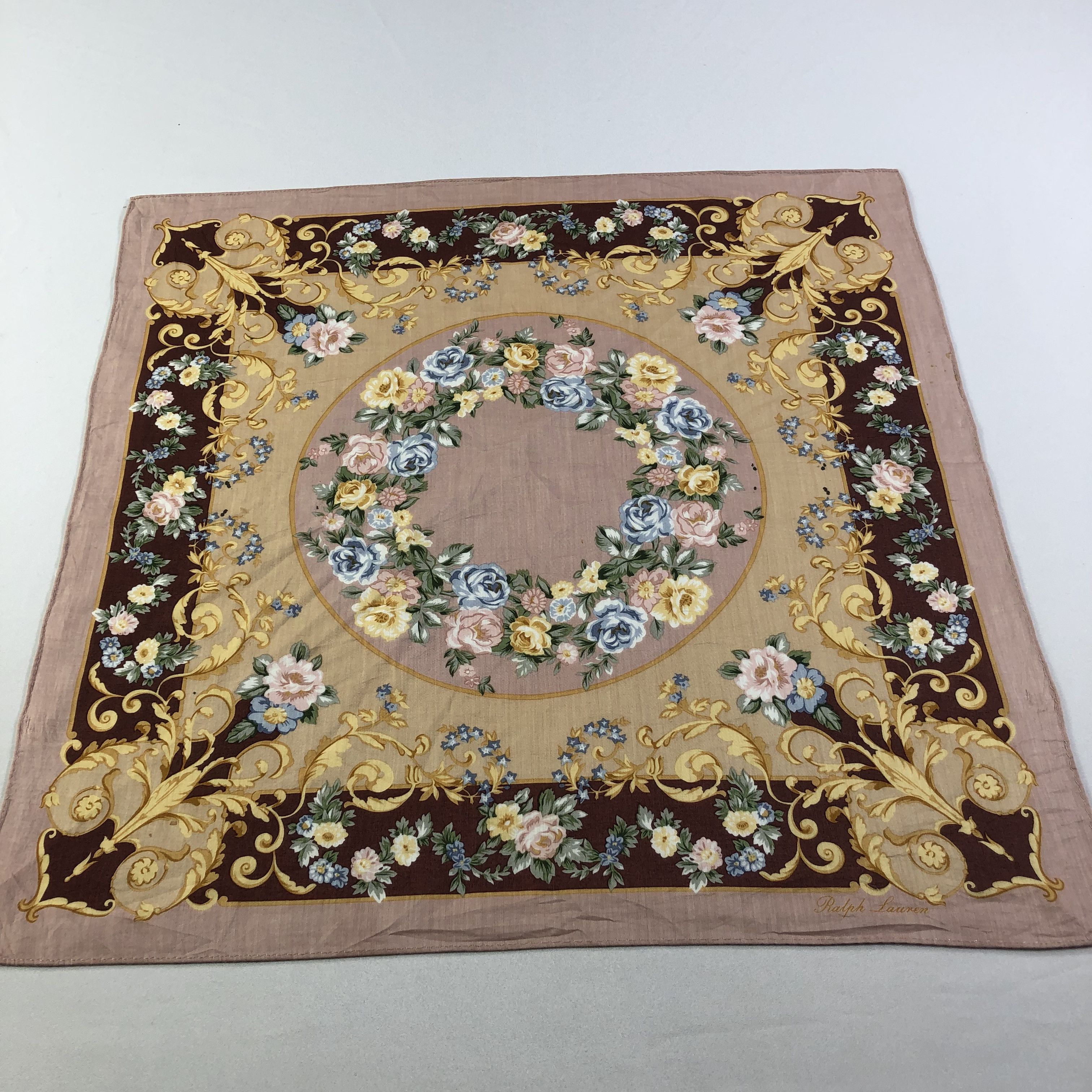 Ralph Lauren × Vintage Ralph Lauren Baroque Handkerchief Neckerchief Bandana H1779 Size ONE SIZE - 2 Thumbnail