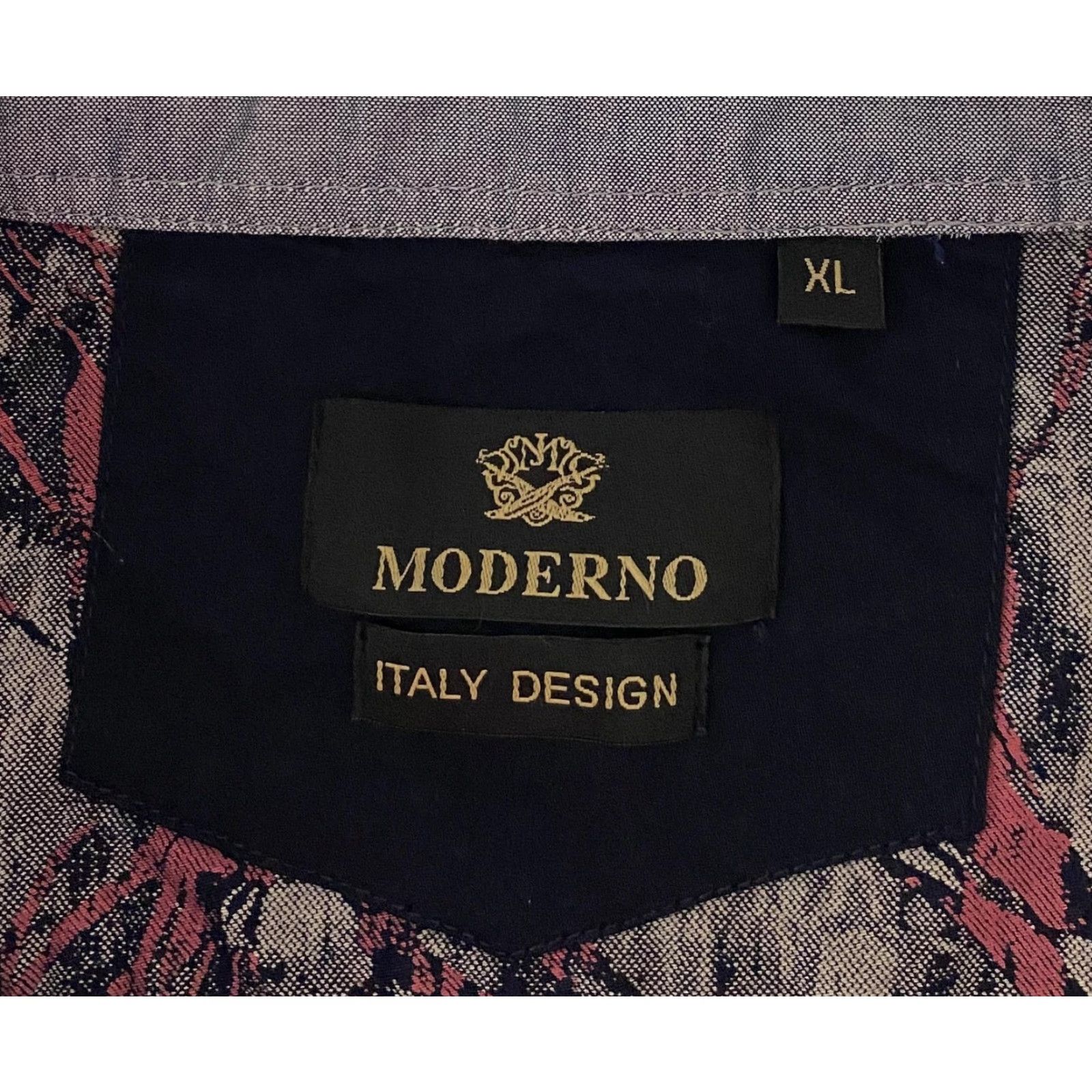 Vintage Moderno Shirt Mens XL Gray Pink Abstract Floral Button Front Long Sleeve Cotton Size US XL / EU 56 / 4 - 2 Thumbnail