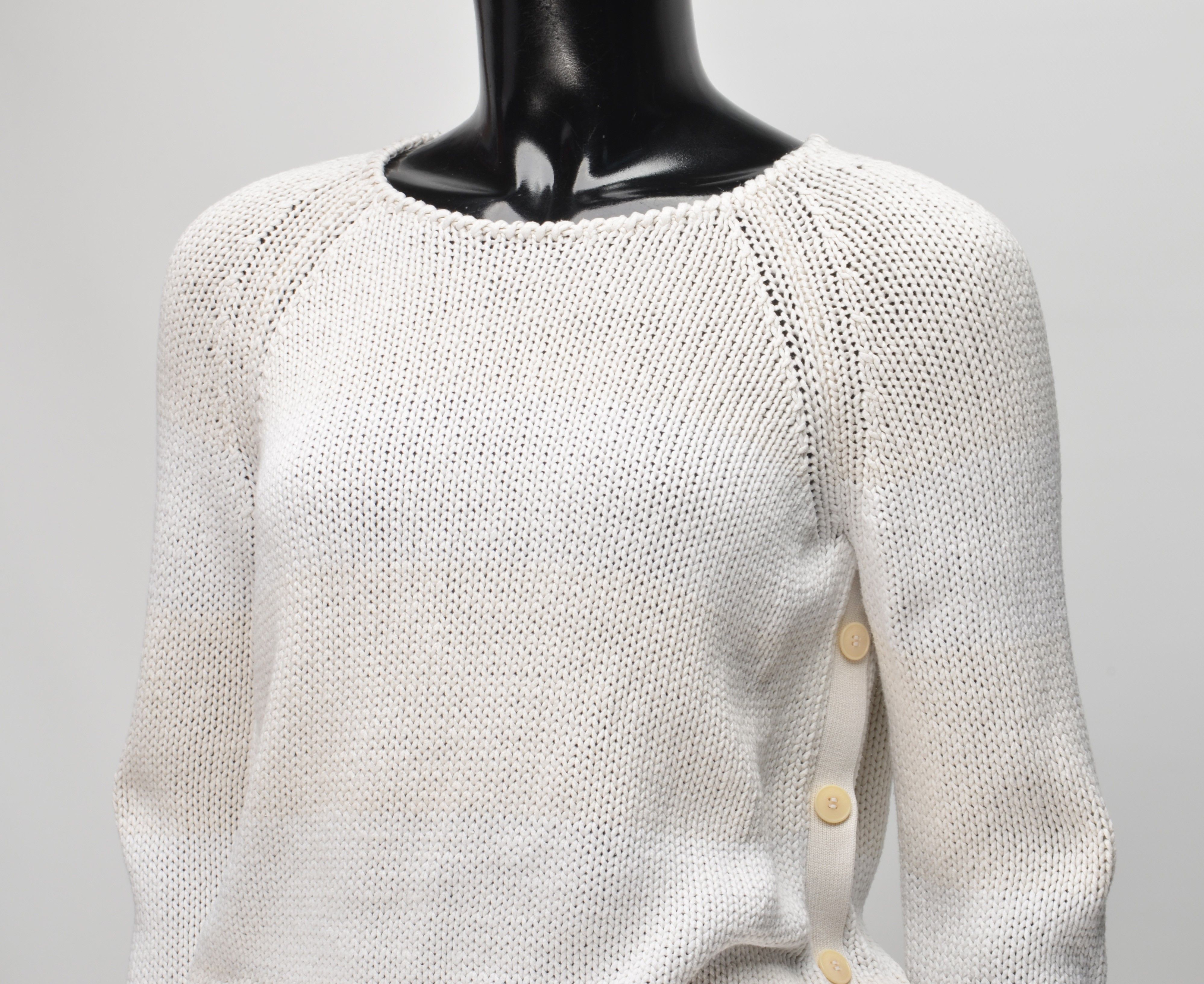 Loro Piana Loro Piana Knitted Striped Silk Blend Side Button Jumper Size S / US 4 / IT 40 - 2 Thumbnail