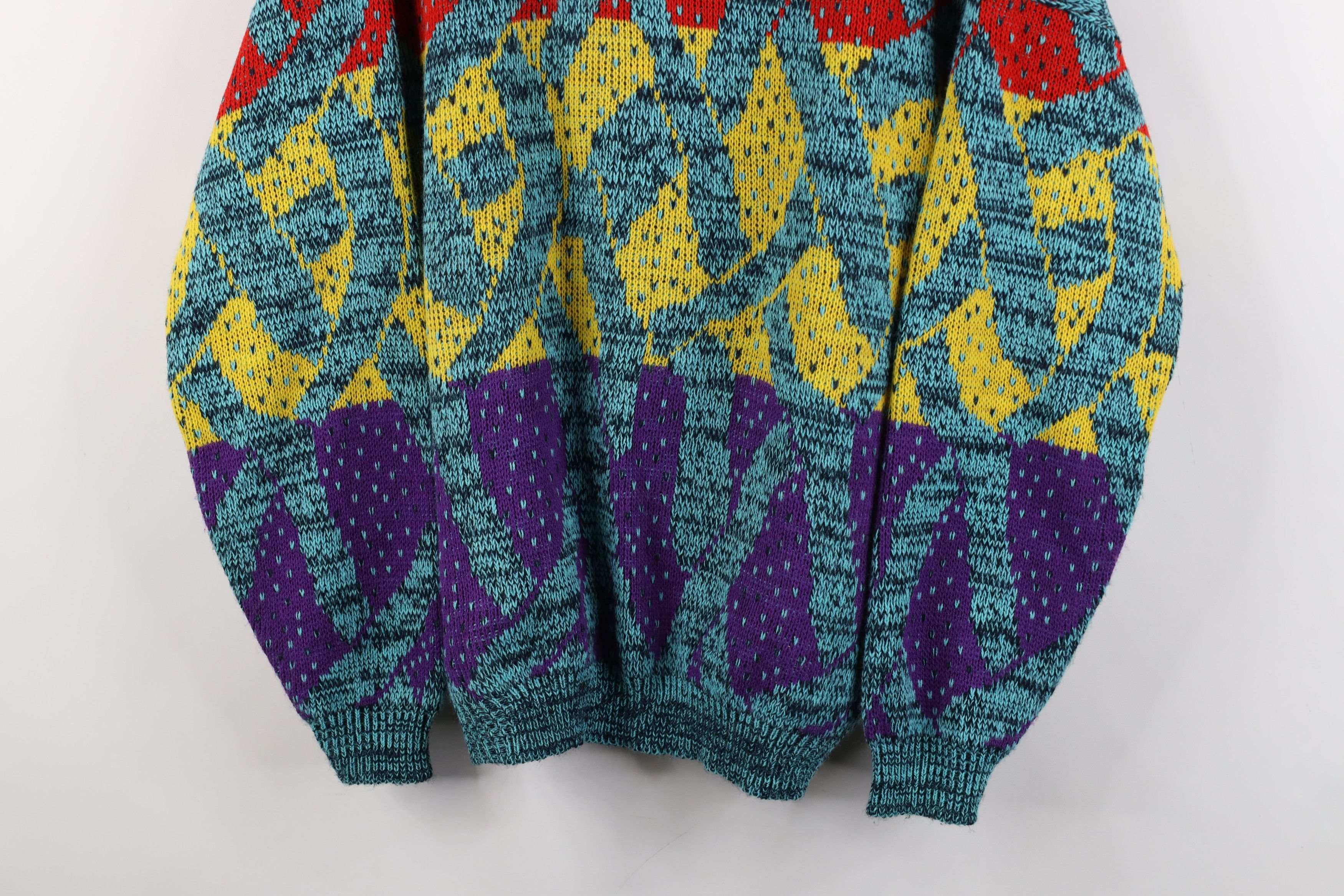 Vintage Vintage 90s Streetwear Rainbow Art Mock Neck Sweater USA Size XL / US 12-14 / IT 48-50 - 3 Thumbnail