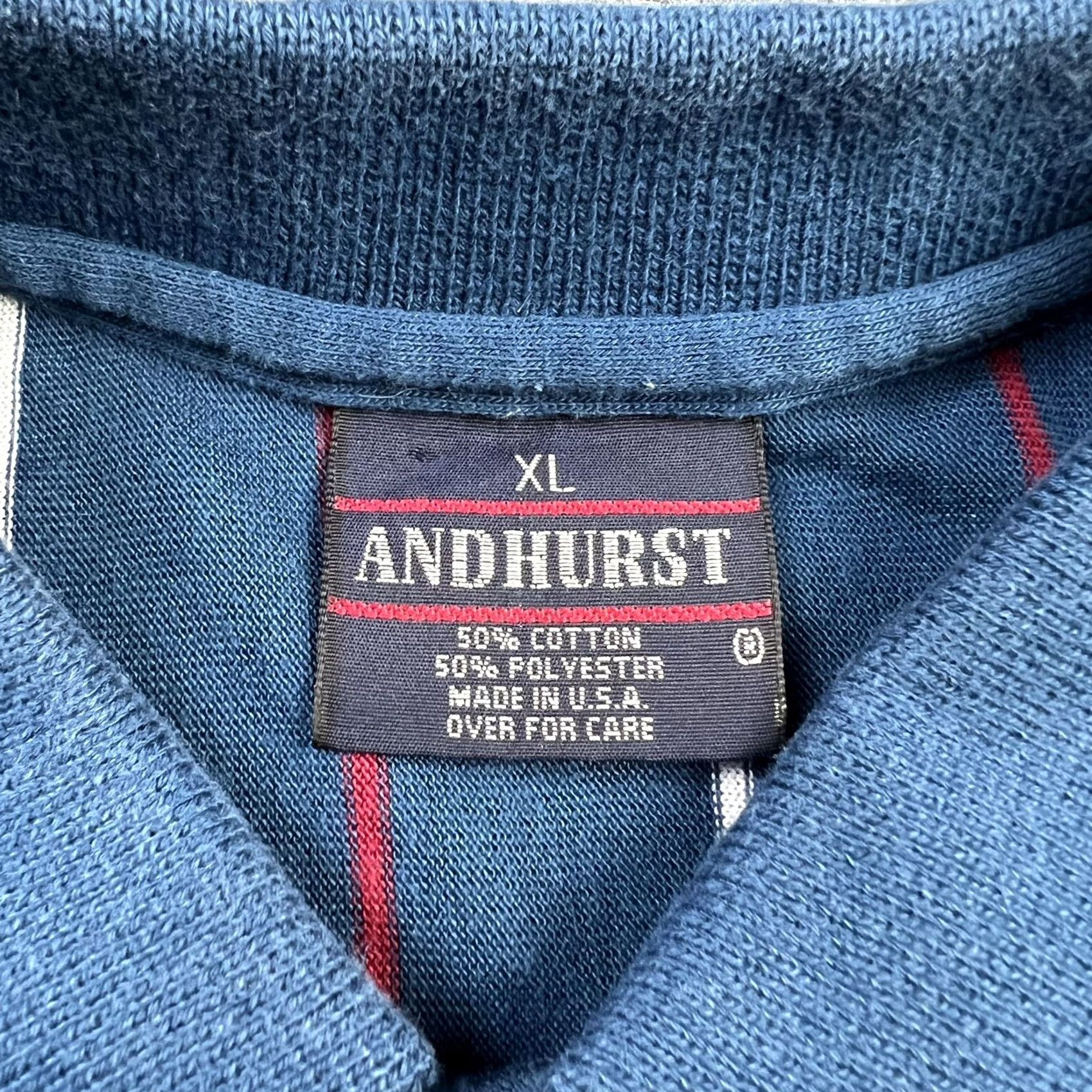Vintage VINTAGE Andhurst Polo Shirt Mens XL Blue Striped 50/50 Made USA Polo Shirt Golf 90s Size US XL / EU 56 / 4 - 2 Thumbnail