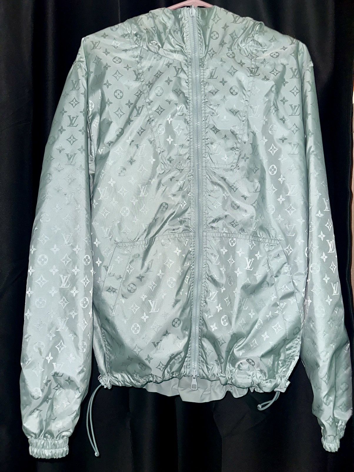 image of Louis Vuitton Windbreaker Reversible Jacket; Teal Green Sz50, Men's (Size Medium)