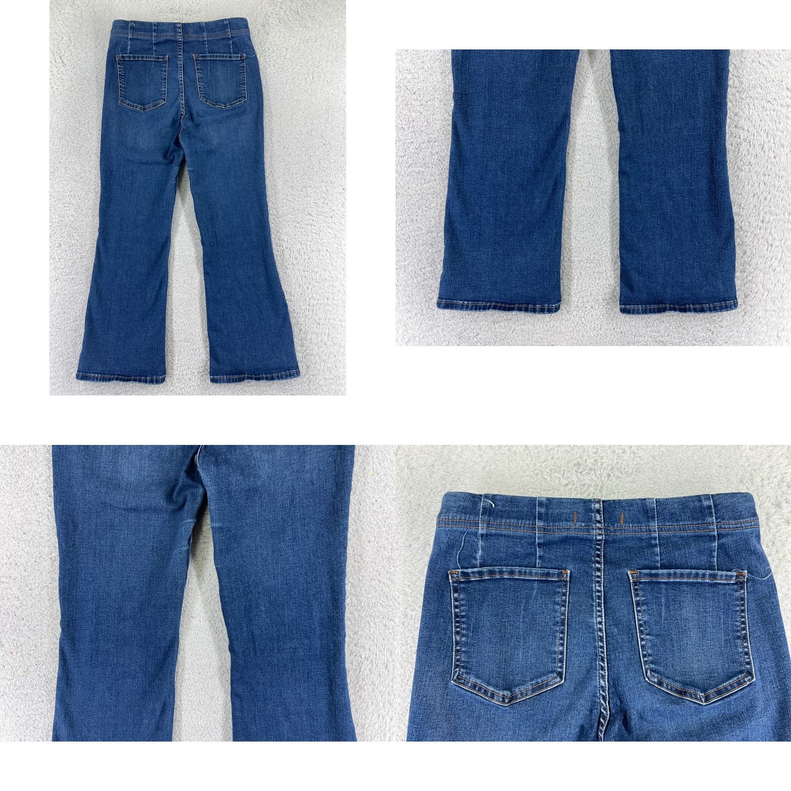 Free People Free People Jeans Womens 29 Blue Denim Flared Pull On 29x24 Distressed Stretch Pocket 5-Pocket Regular Cotton Blend Size 29" - 9 Thumbnail