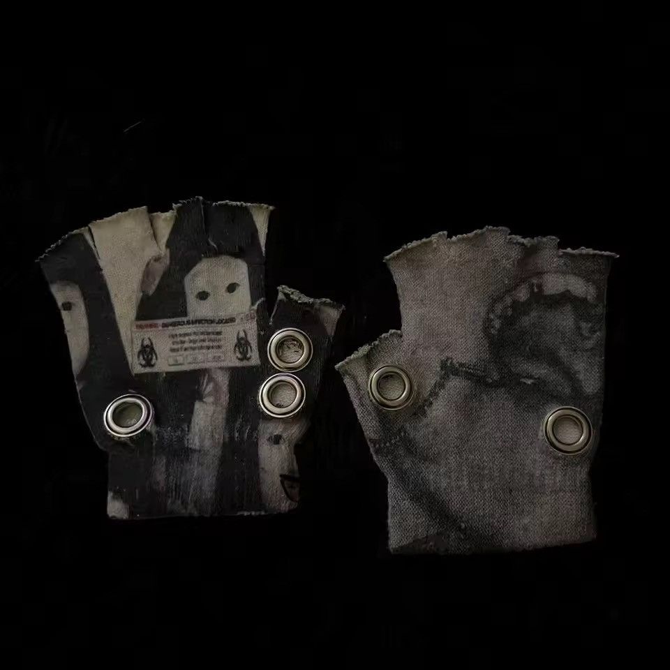 Other Gothic Punk Y2k Printed Streetwear Gloves Size ONE SIZE - 1 Thumbnail