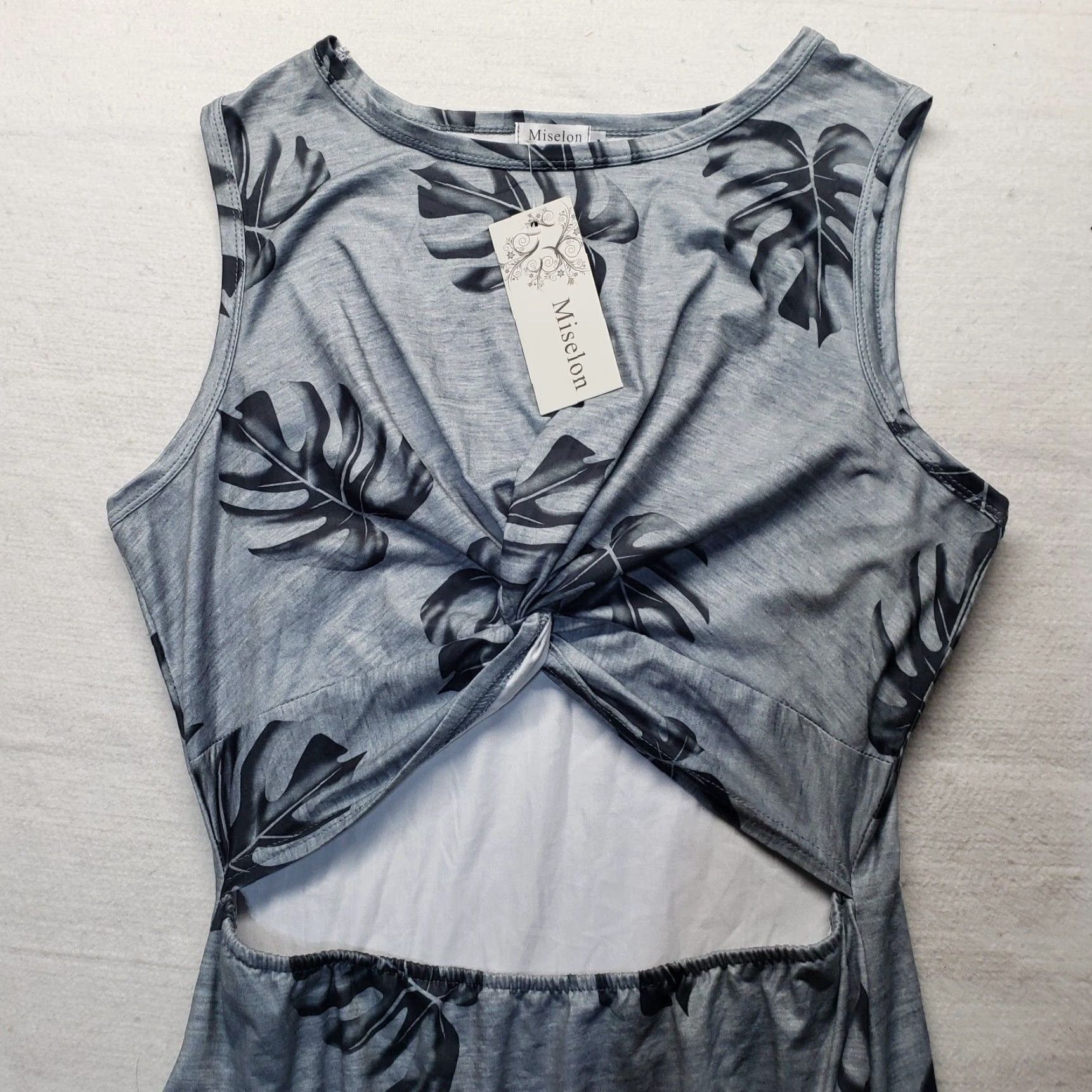 Vintage Miselon Dress Shirt Sleeveless Summer Bodycon L Gray Women’s Size L / US 10 / IT 46 - 2 Thumbnail