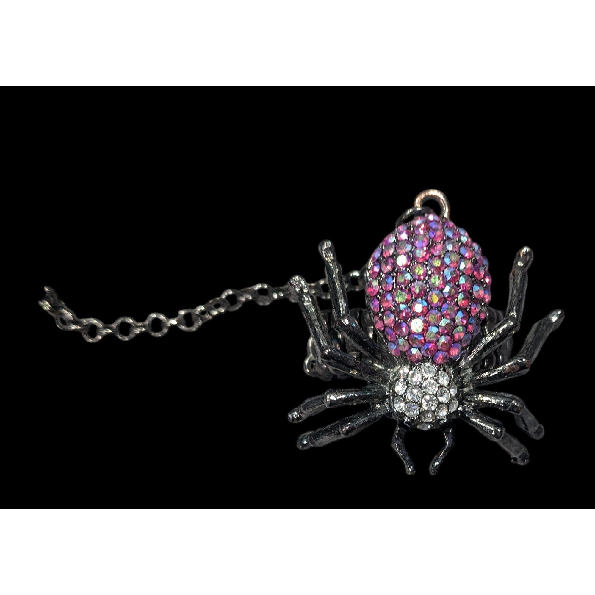 Other Glam Goth Spider Hinge Bracelet Ring Attached With Chain Size ONE SIZE - 3 Thumbnail